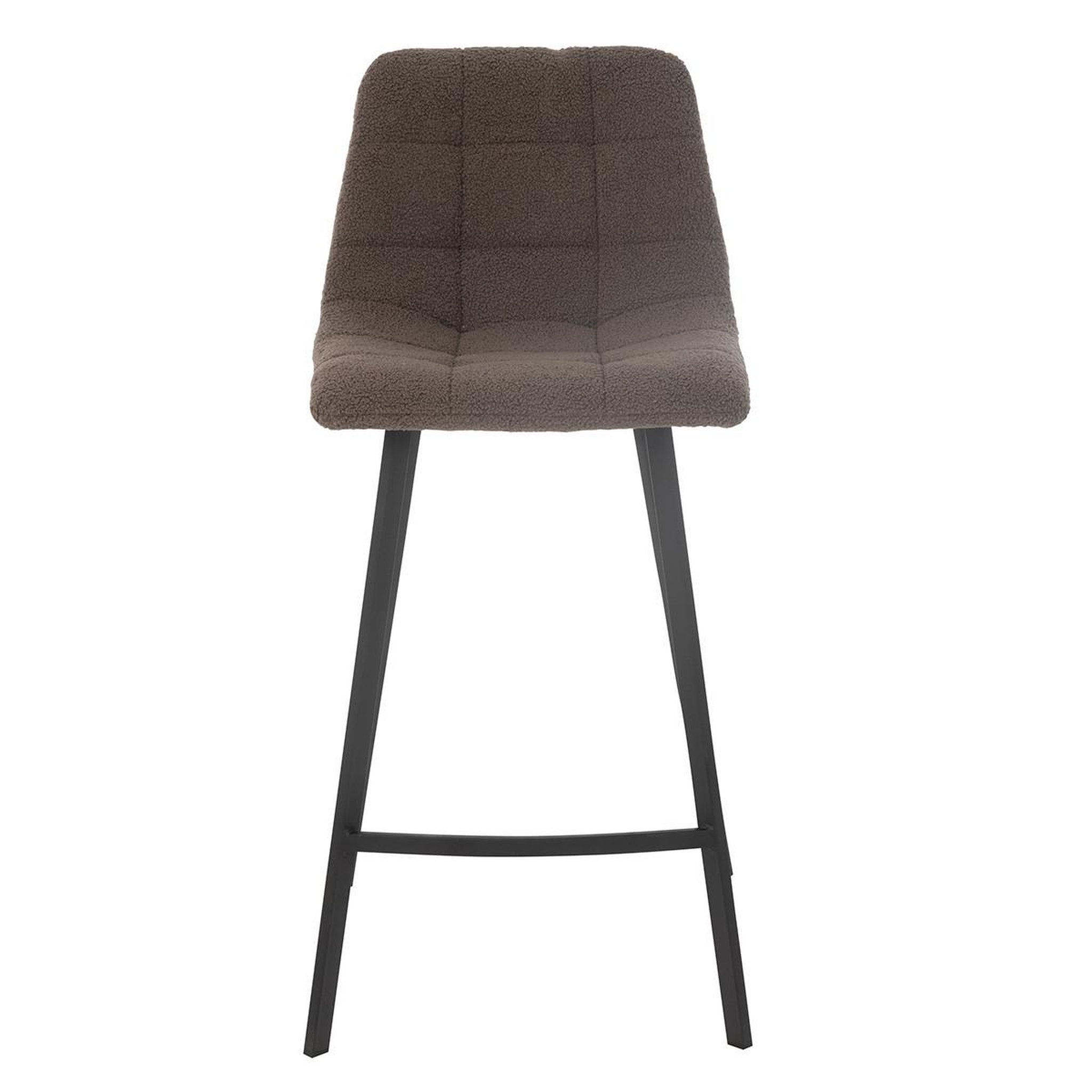 Voir la diapositive 2 : J-LINE Chaise de bar matelassée bouclette  kent  95cm marron
