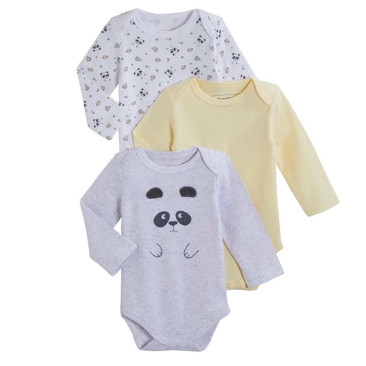 IN EXTENSO Lot de 3 bodies manches longues bébé garçon