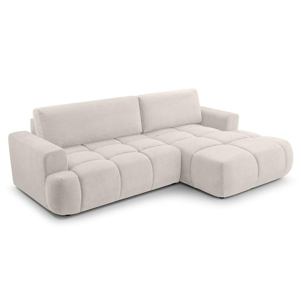 BEST MOBILIER Leonie - canapé d'angle droit 4 places convertible avec coffre en velours texturé