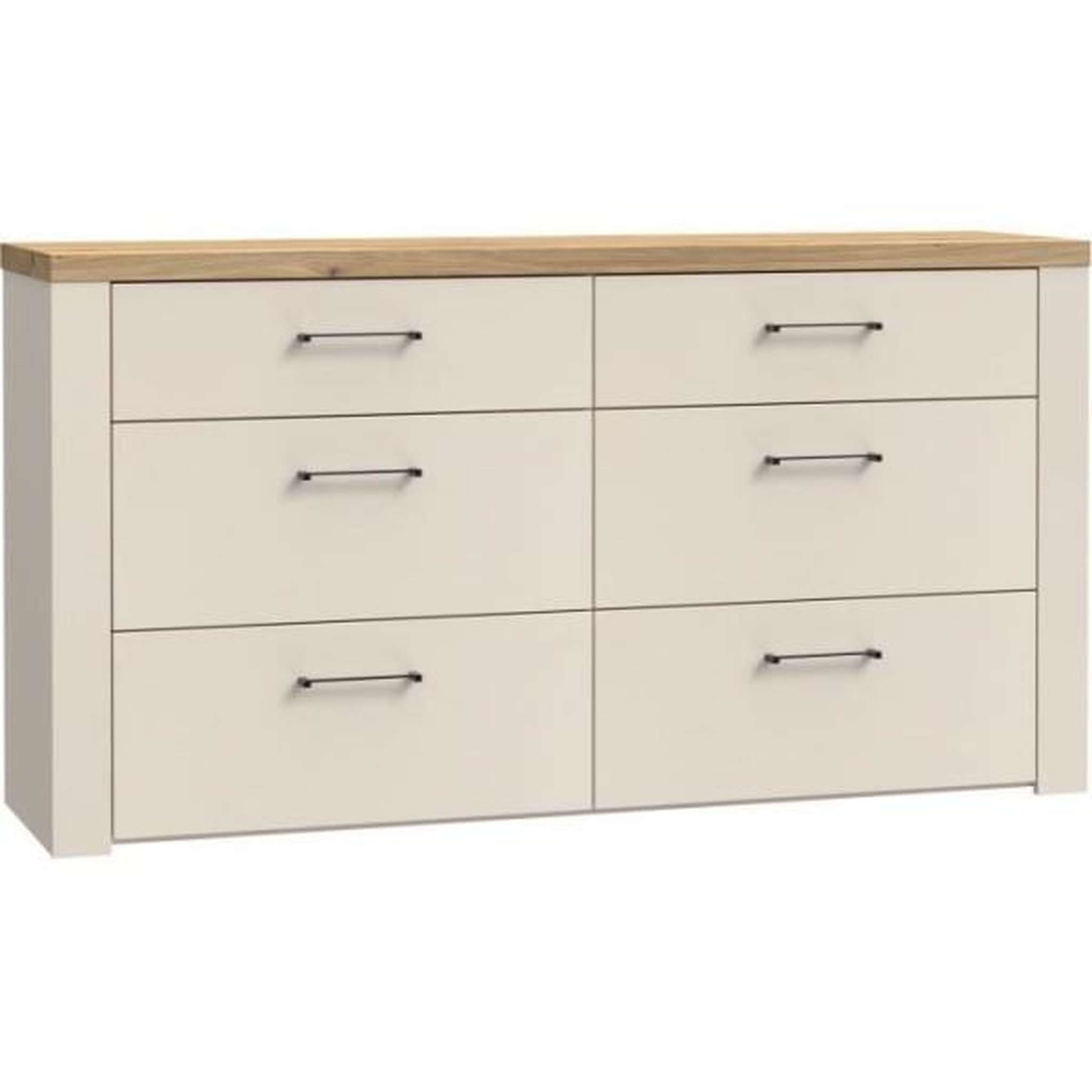 MARKET24 Commode - NELLEKE - 6 tiroirs - Sable / Bois - L156,3 x P41,3 x H83,1 cm
