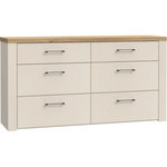 MARKET24 Commode - NELLEKE - 6 tiroirs - Sable / Bois - L156,3 x P41,3 x H83,1 cm