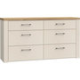 Voir la diapositive 1 : MARKET24 Commode - NELLEKE - 6 tiroirs - Sable / Bois - L156,3 x P41,3 x H83,1 cm