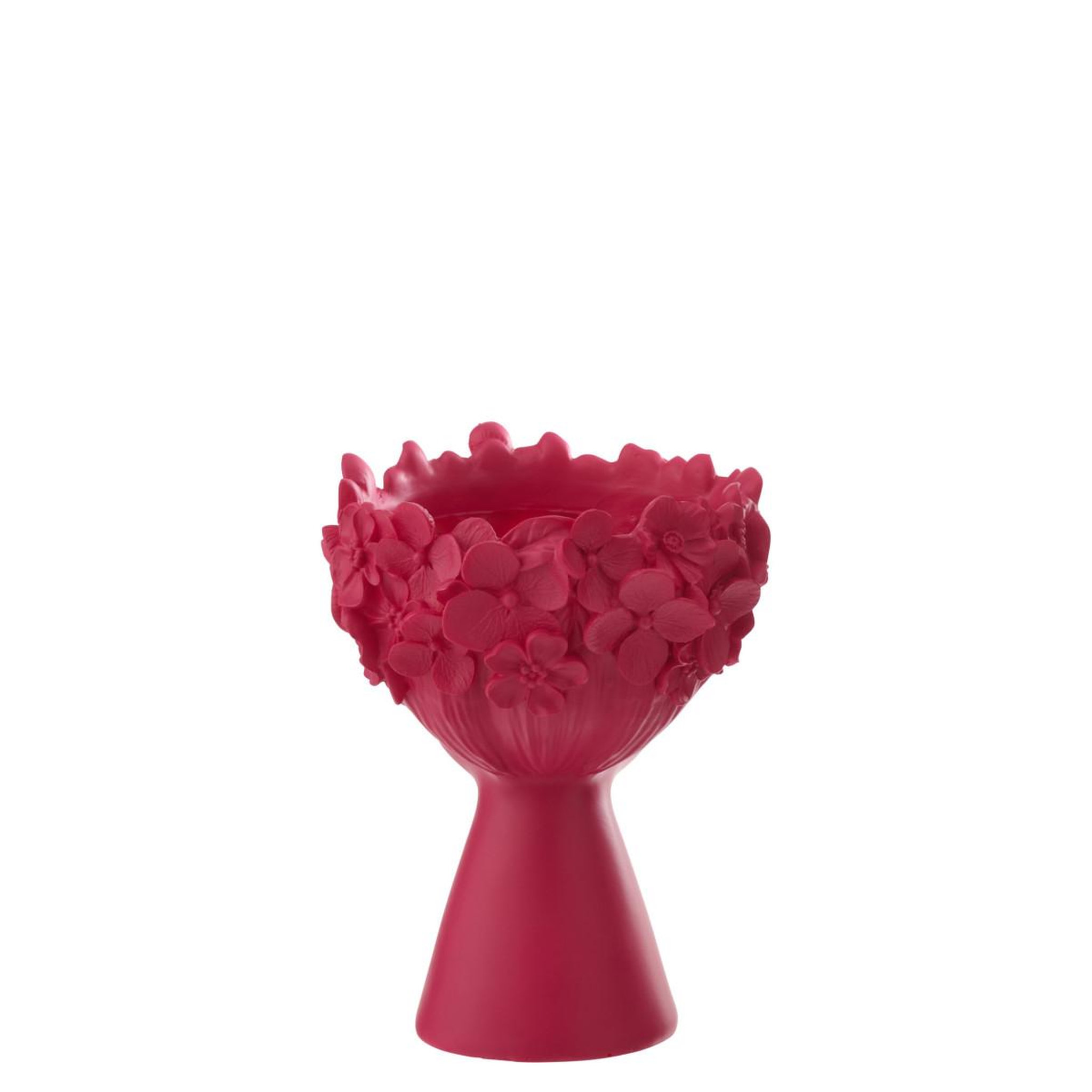 Voir la diapositive 3 : J-LINE Cache-pot tête fleurie  flore  24cm fuchsia