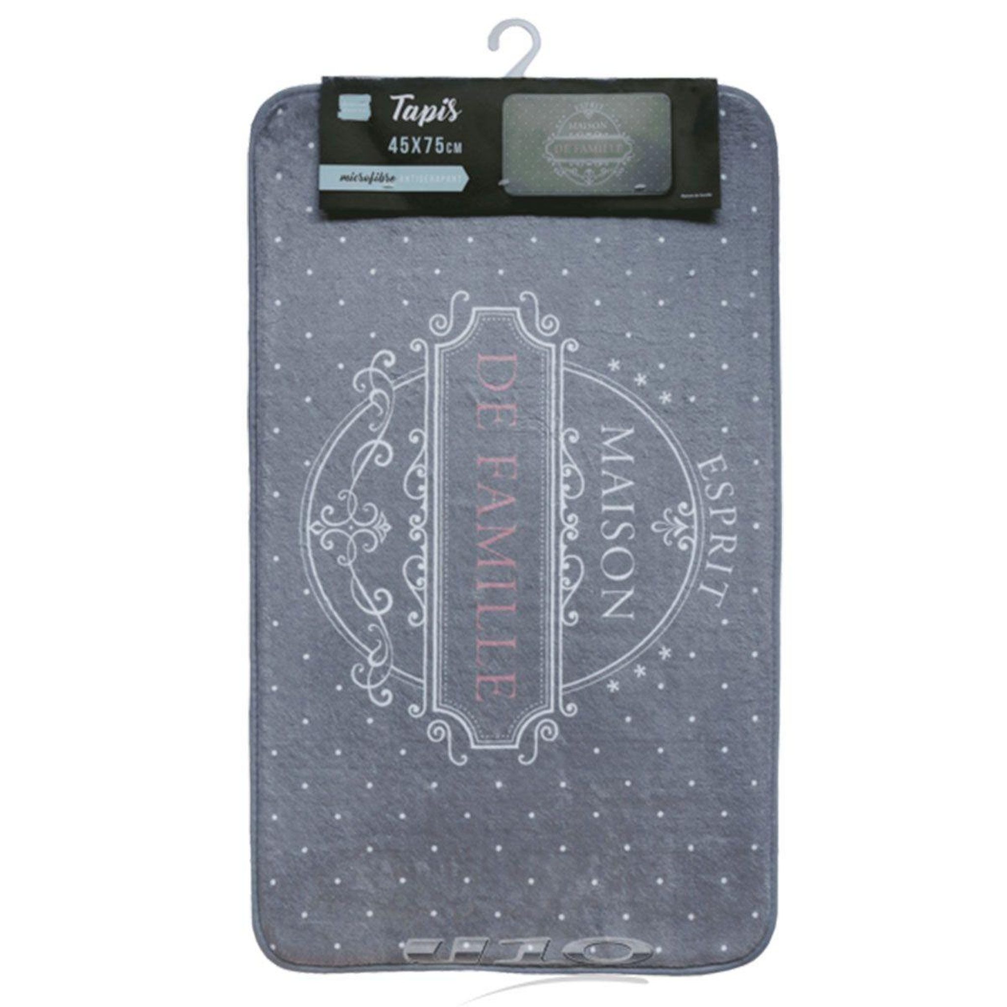 Voir la diapositive 2 : Douceur d'Intérieur Tapis de bain  maison de famille  45x75cm gris