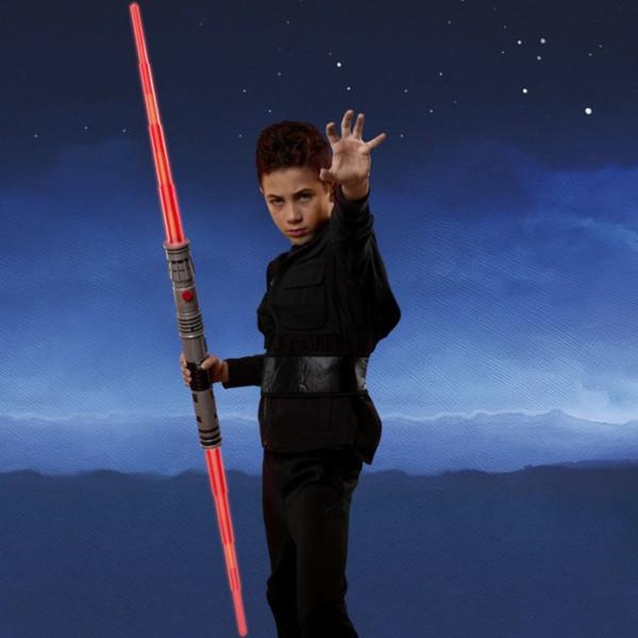 Voir la diapositive 4 : HASBRO Sabre laser de Dark Maul à double lame électronique de Star Wars, sabre laser rouge sous licence officielle, convient aux dég