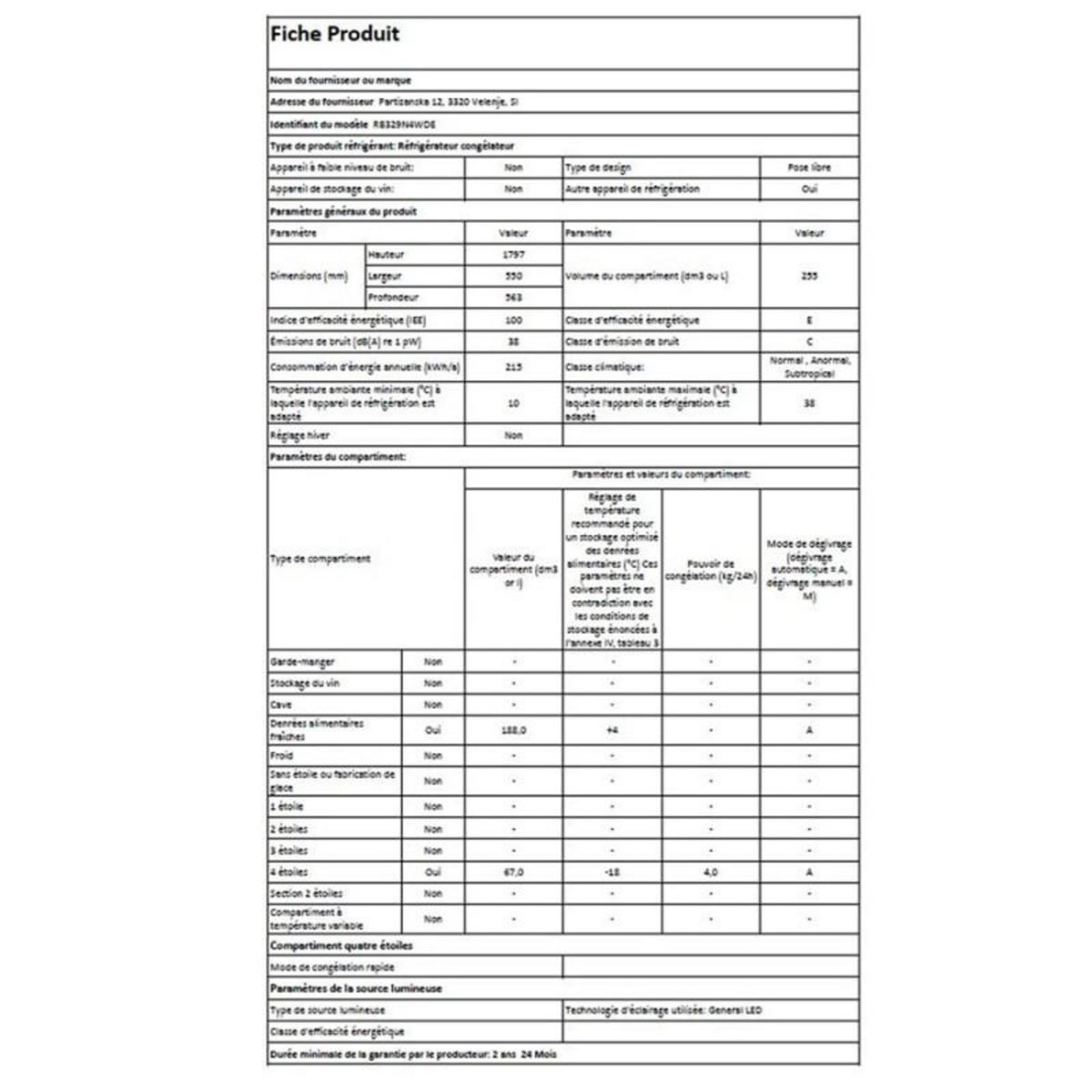 Hisense Réfrigérateur combiné 55cm 255l  no frost - RB329N4WDE