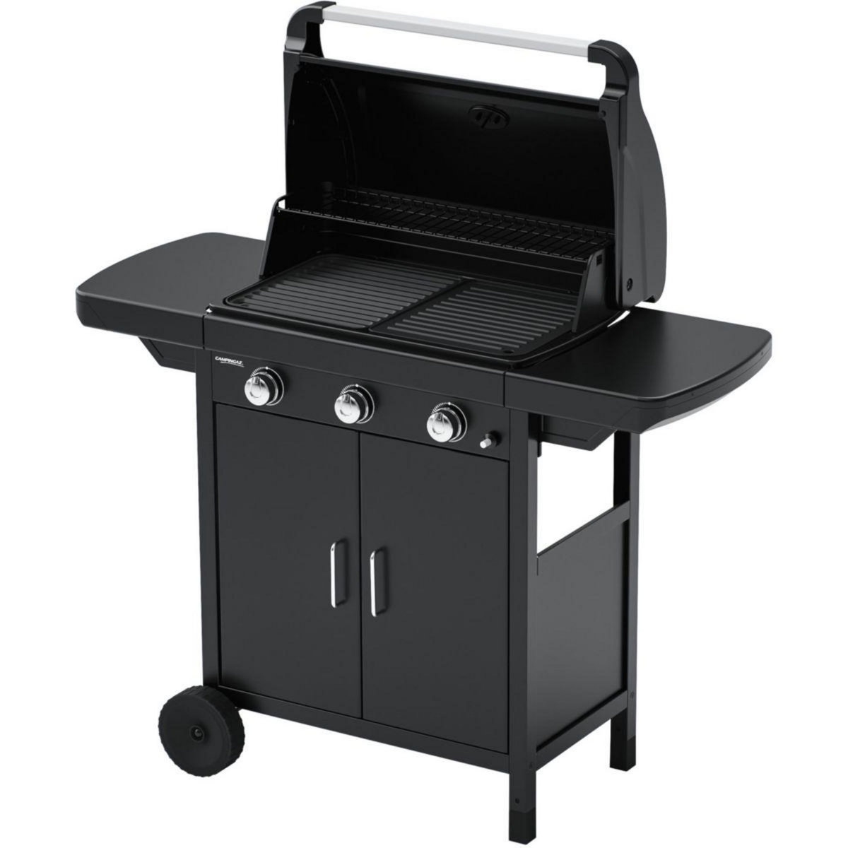 CAMPINGAZ Barbecue gaz COMPACT 3 LX PLUS noir grille et plancha 3 brûleurs sur chariot, 61x35 cm