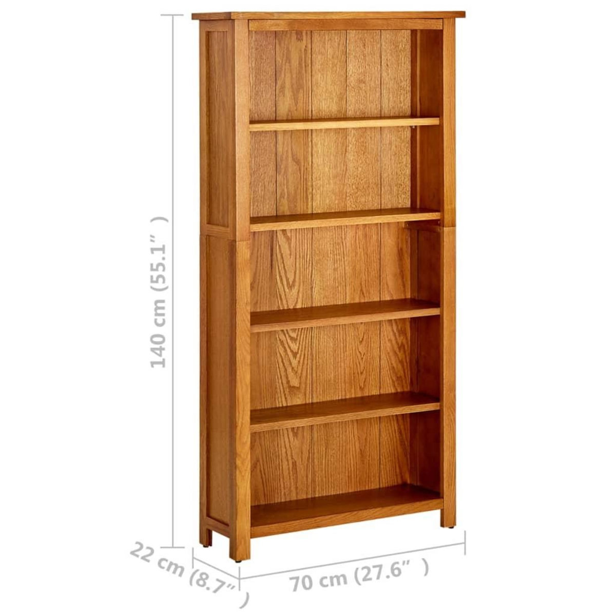 VIDAXL Bibliotheque a 5 etageres 70x22x140 cm Bois de chene massif