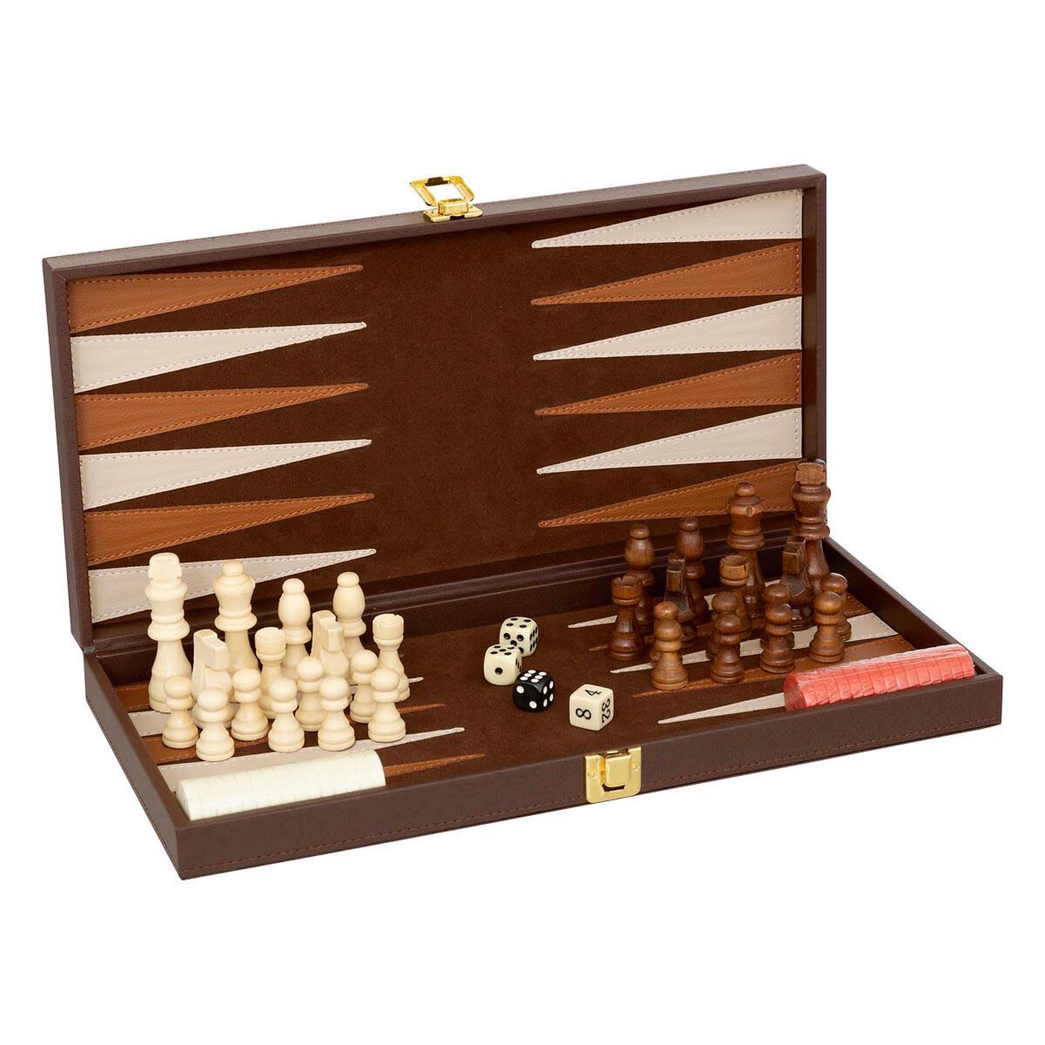 ATMOSPHERA Jeu de backgammon & d'échec  jule  40cm marron