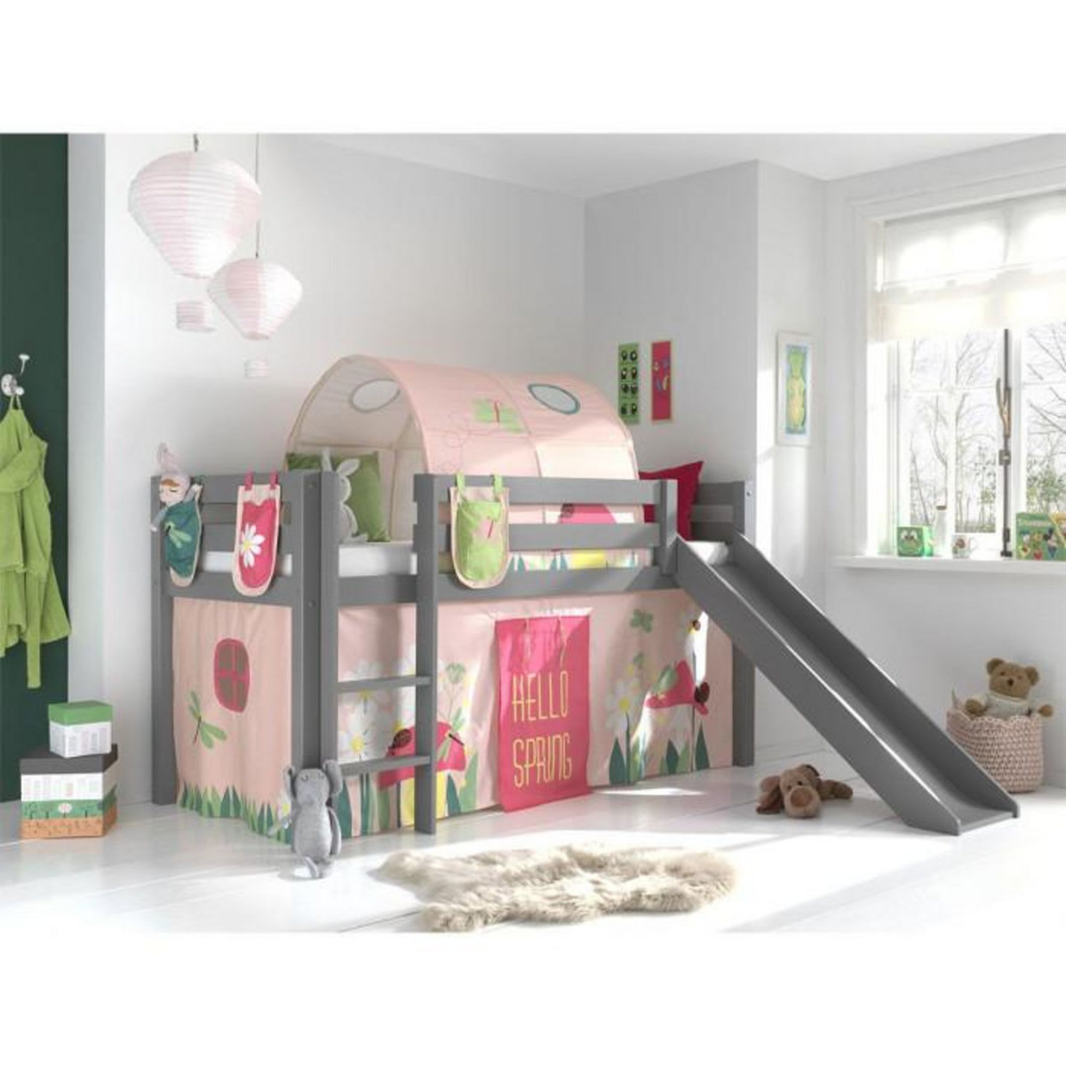 Paris Prix Pack - Lit Enfant, Tente, 3 Pochettes & Tunnel  Pino Spring  Gris