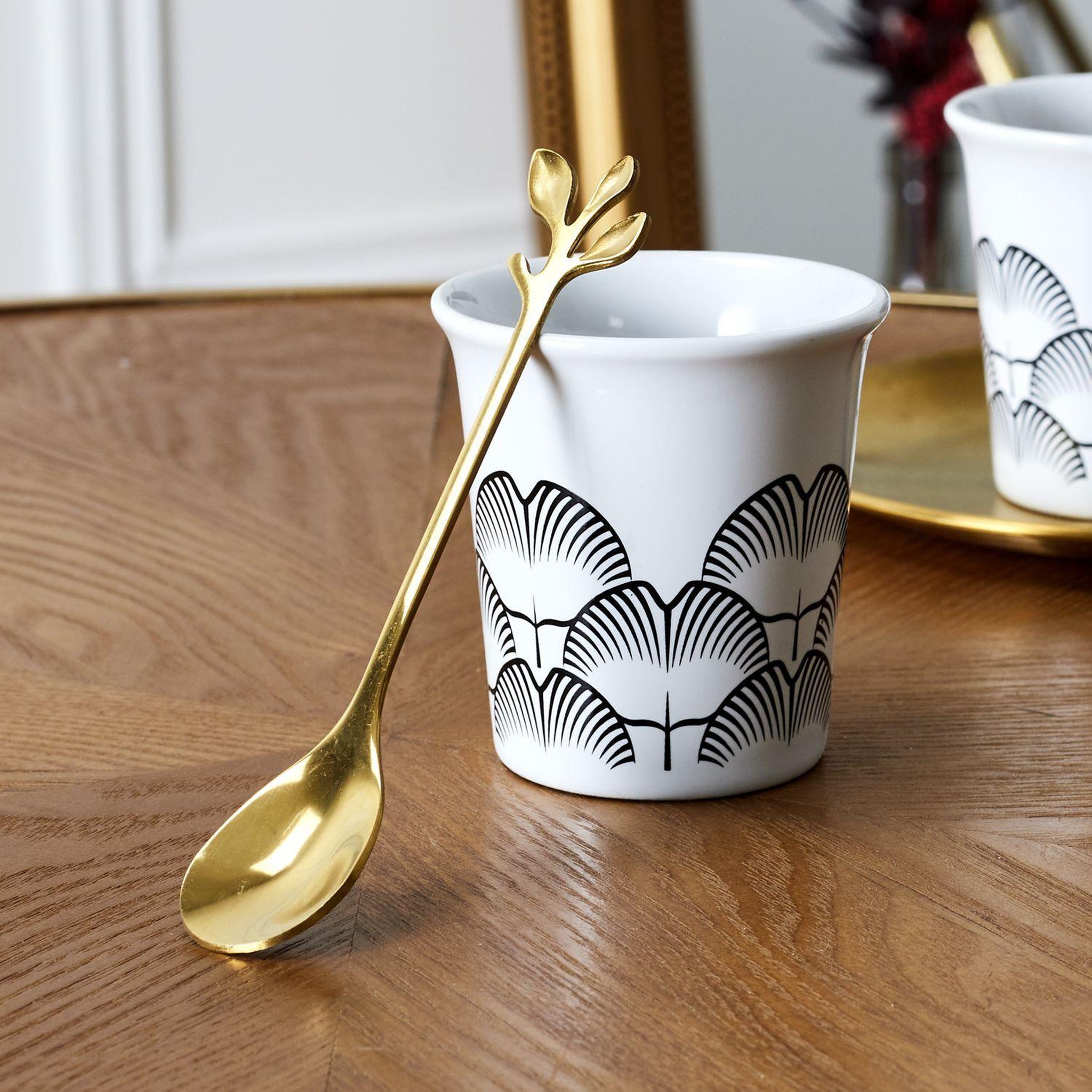 Voir la diapositive 2 : The Home Deco Factory Lot de 4 cuillères à café feuille - doré