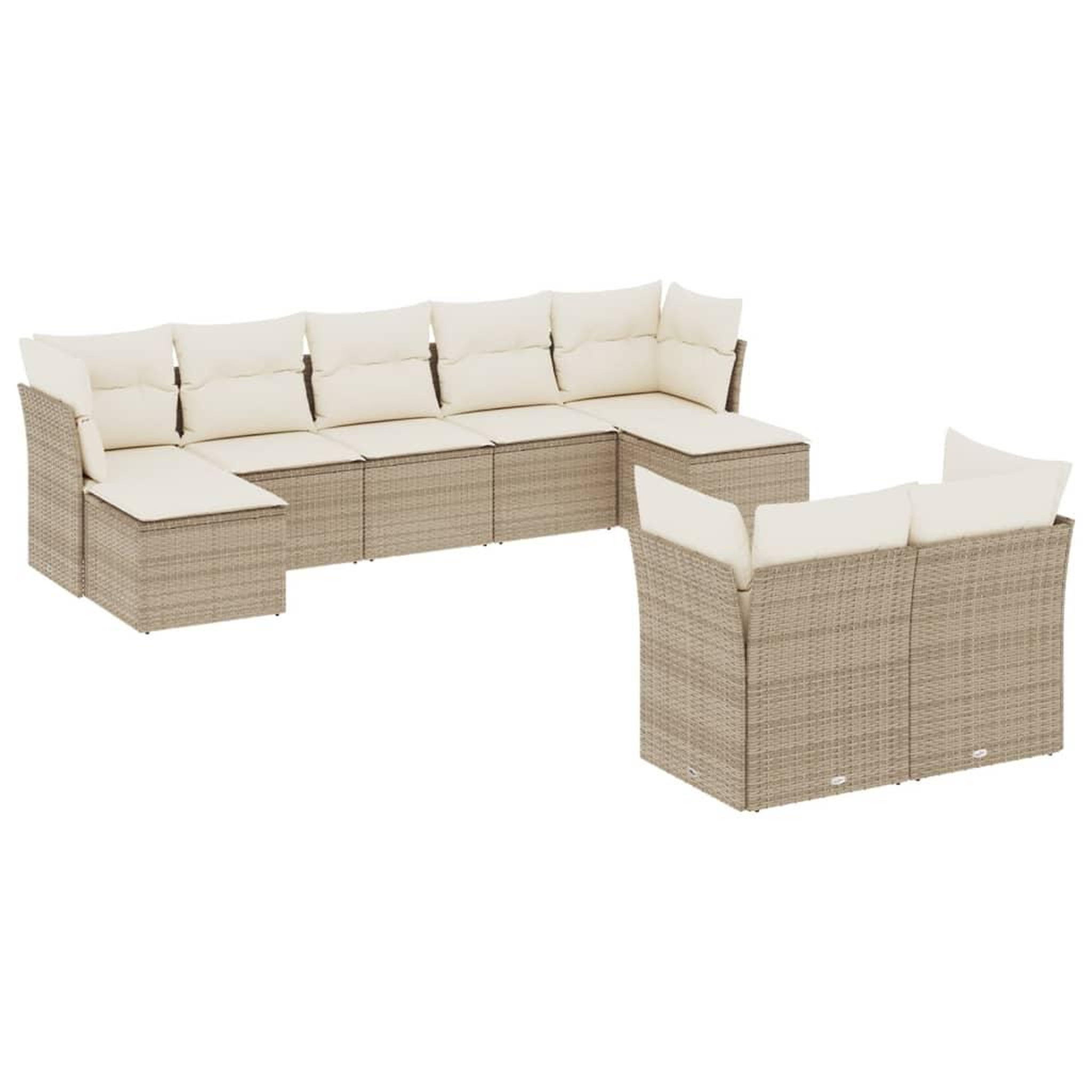 Voir la diapositive 2 : VIDAXL Salon de jardin avec coussins 9 pcs beige resine tressee