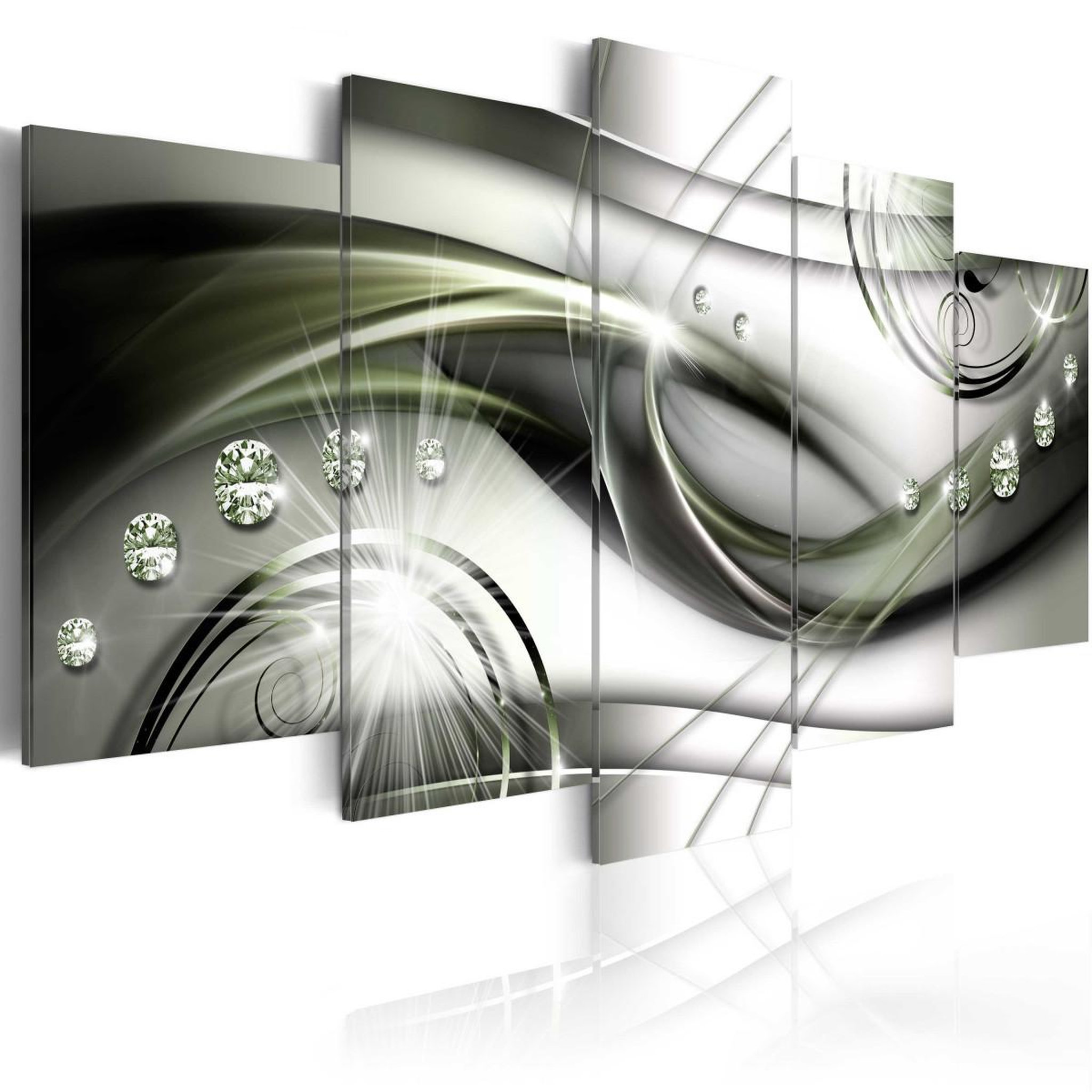 Voir la diapositive 1 : Paris Prix Tableau imprimé  glowing green wave