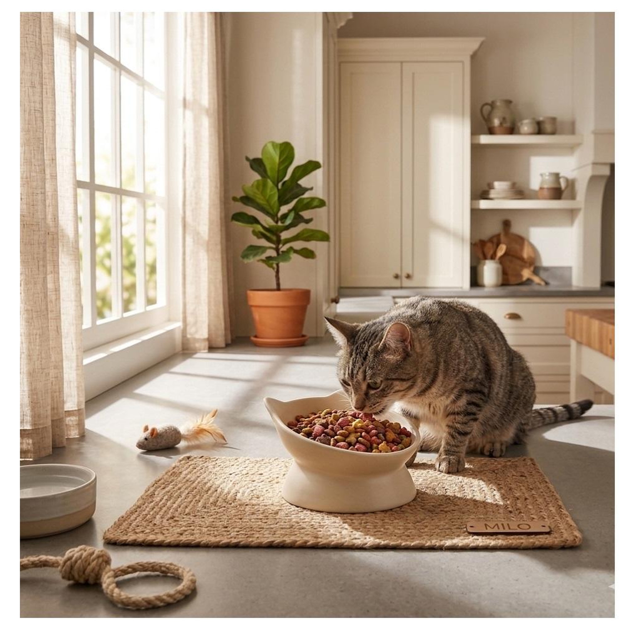 Voir la diapositive 5 : Eden Gamelle ergonomique en céramique pour chat filou