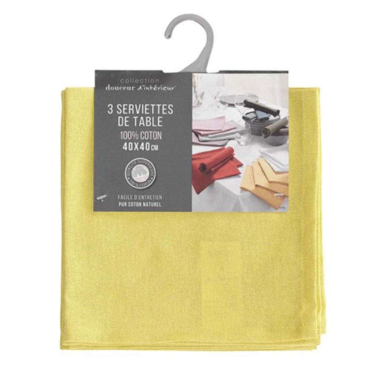 Paris Prix Lot de 3 Serviettes de Table  Initia  40x40cm Jaune