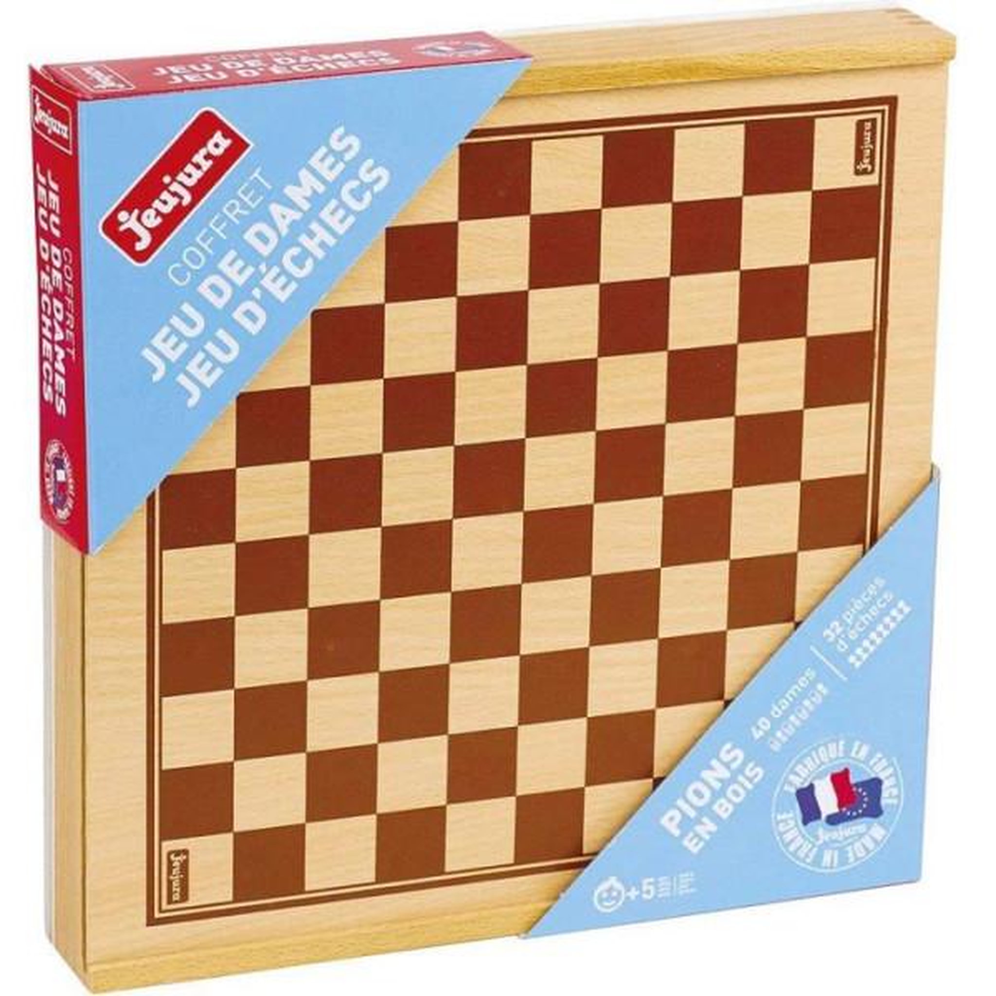 Voir la diapositive 2 : JeuJura Coffret Jeux de Dames et Echecs