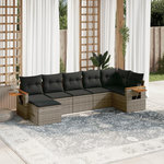 VIDAXL Salon de jardin avec coussins 7 pcs gris resine tressee