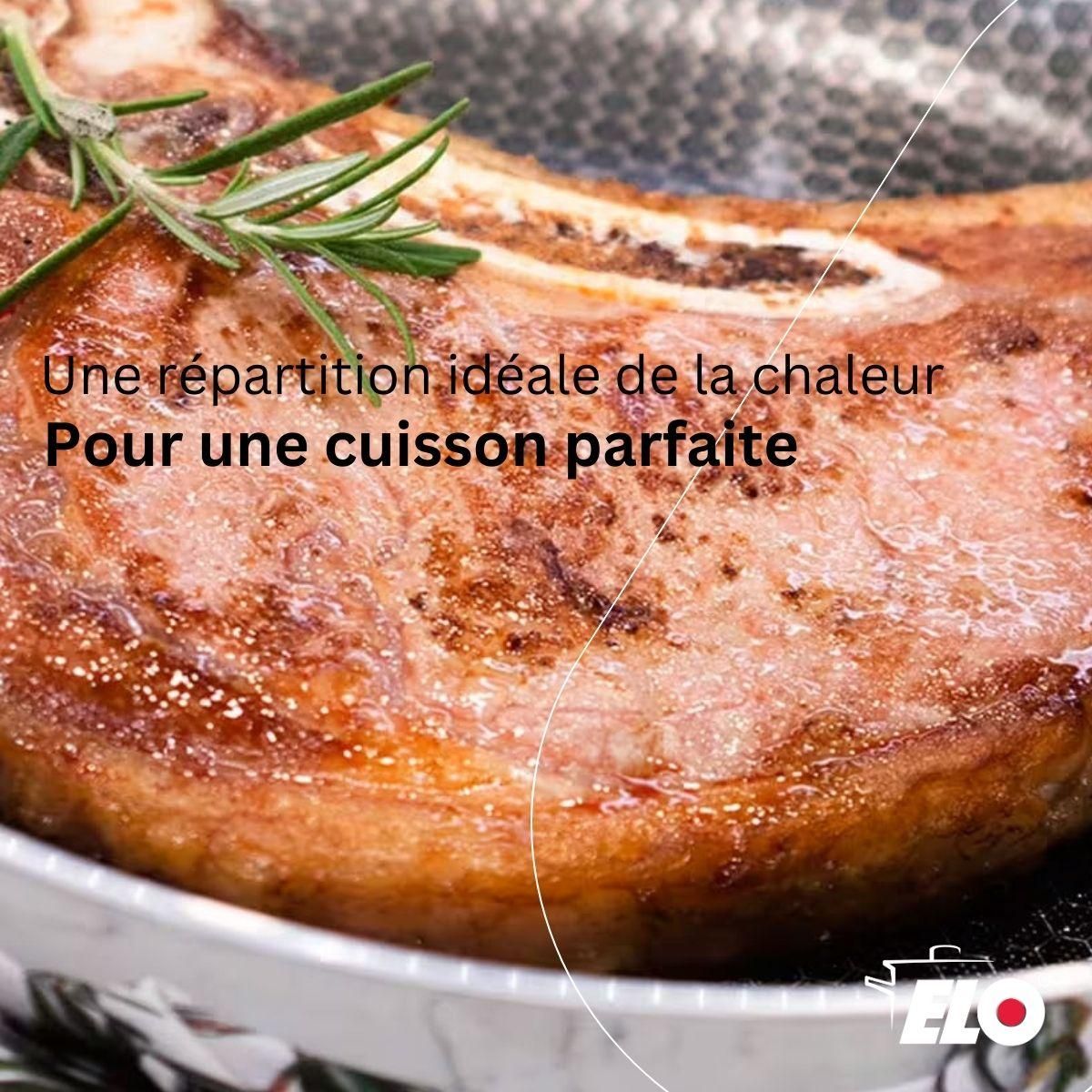 ELO Poêle en acier inoxydable 18/10 32 cm Elo Relief Solution