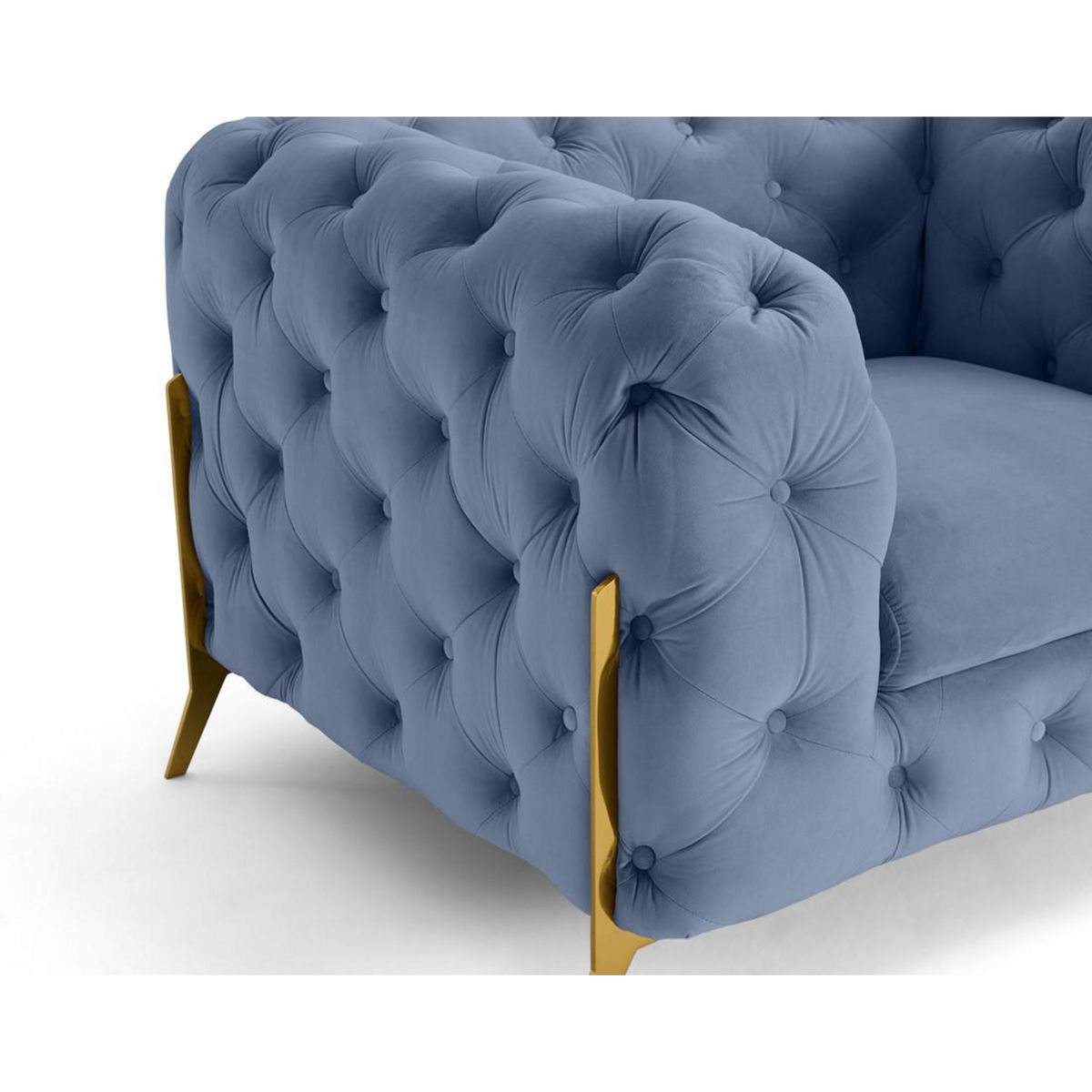 LISA DESIGN Camden - fauteuil chesterfield en velours - pieds en métal doré