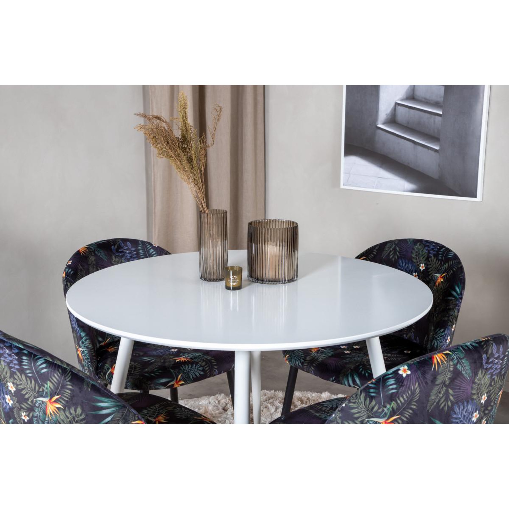 Voir la diapositive 6 : Paris Prix Ensemble table à manger & 4 chaises  plaza i & velvet  100cm blanc & multicolore