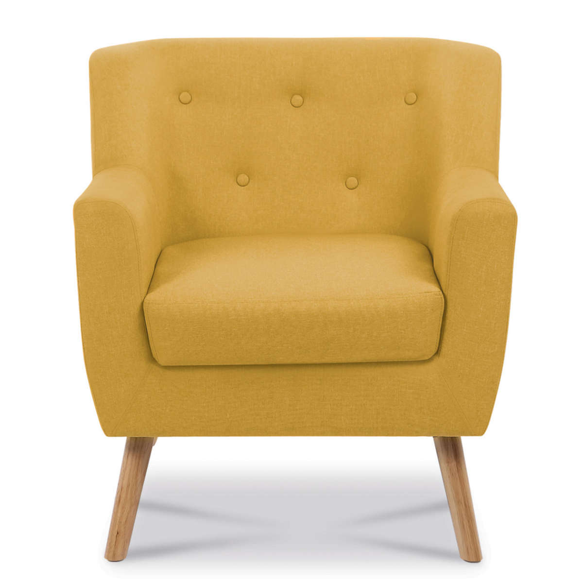 ID MARKET Fauteuil scandinave LIV avec repose pieds en tissu jaune