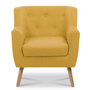 Voir la diapositive 3 : ID MARKET Fauteuil scandinave LIV avec repose pieds en tissu jaune