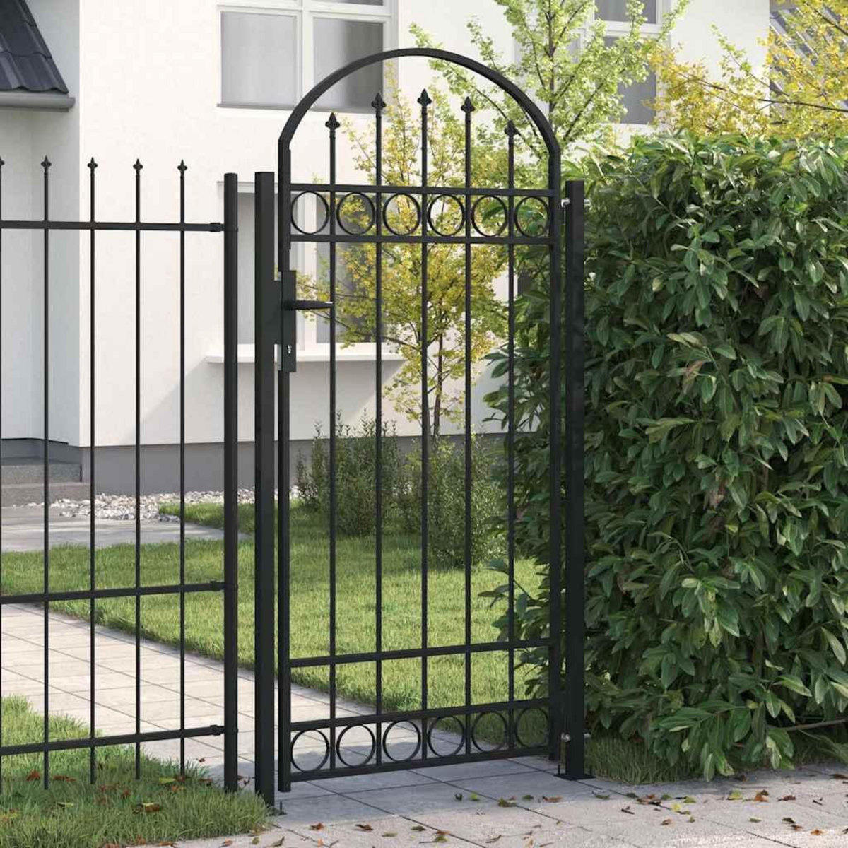 VIDAXL Portail de jardin avec dessus arque Acier 89x200 cm Noir