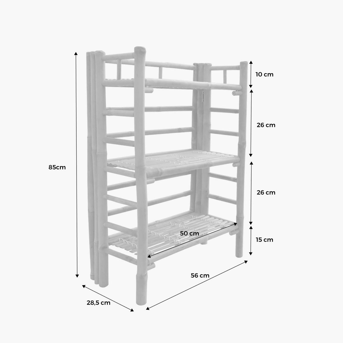 SWEEEK Etagère bibliothèque exotique en bambou 3 niveaux