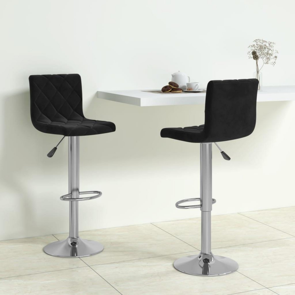 VIDAXL Tabourets de bar lot de 2 noir velours