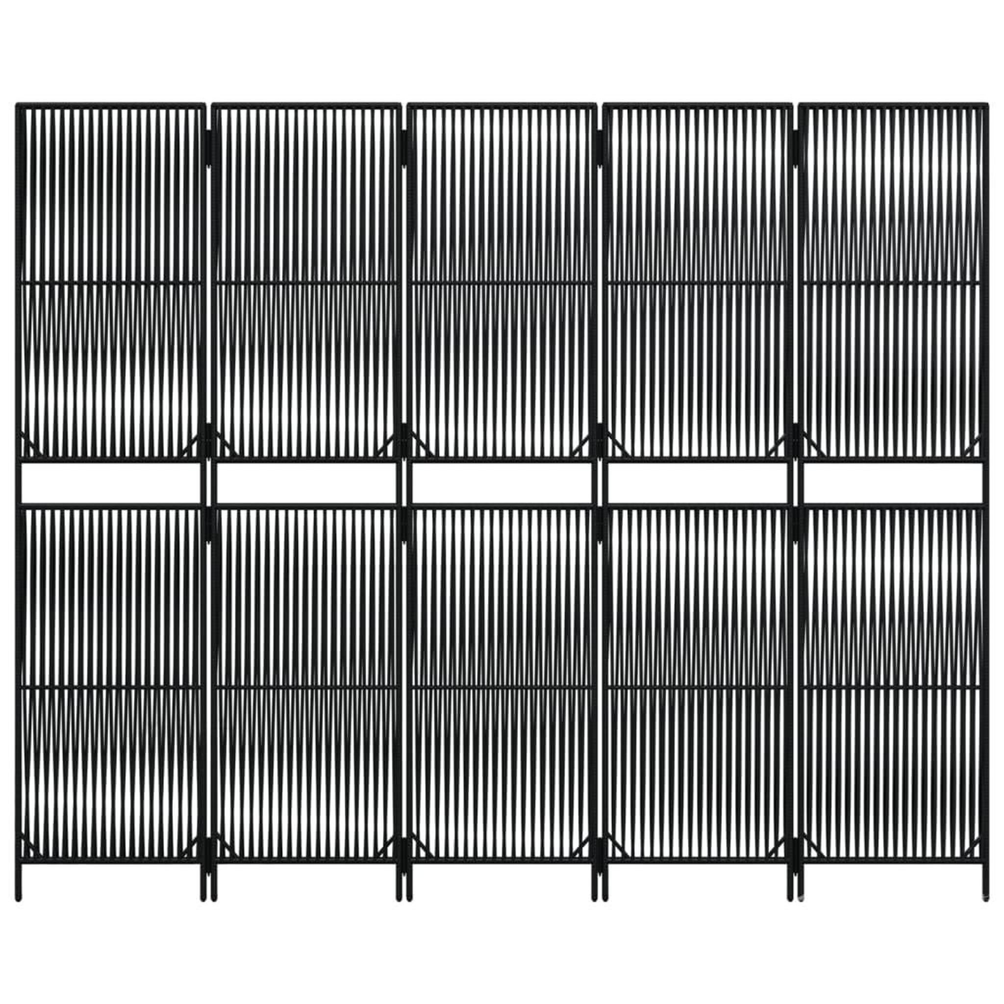 Voir la diapositive 5 : VIDAXL Cloison de separation 5 panneaux noir resine tressee