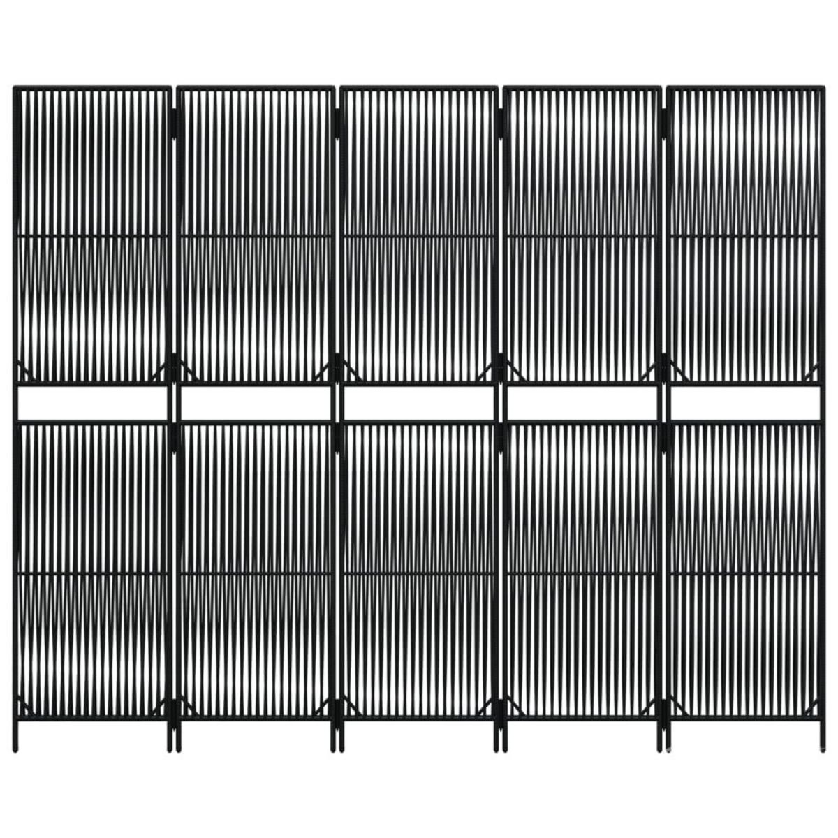 VIDAXL Cloison de separation 5 panneaux noir resine tressee