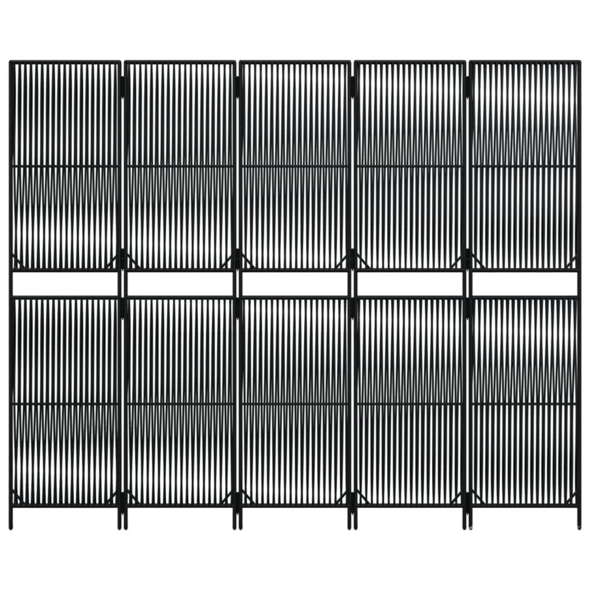 VIDAXL Cloison de separation 5 panneaux noir resine tressee