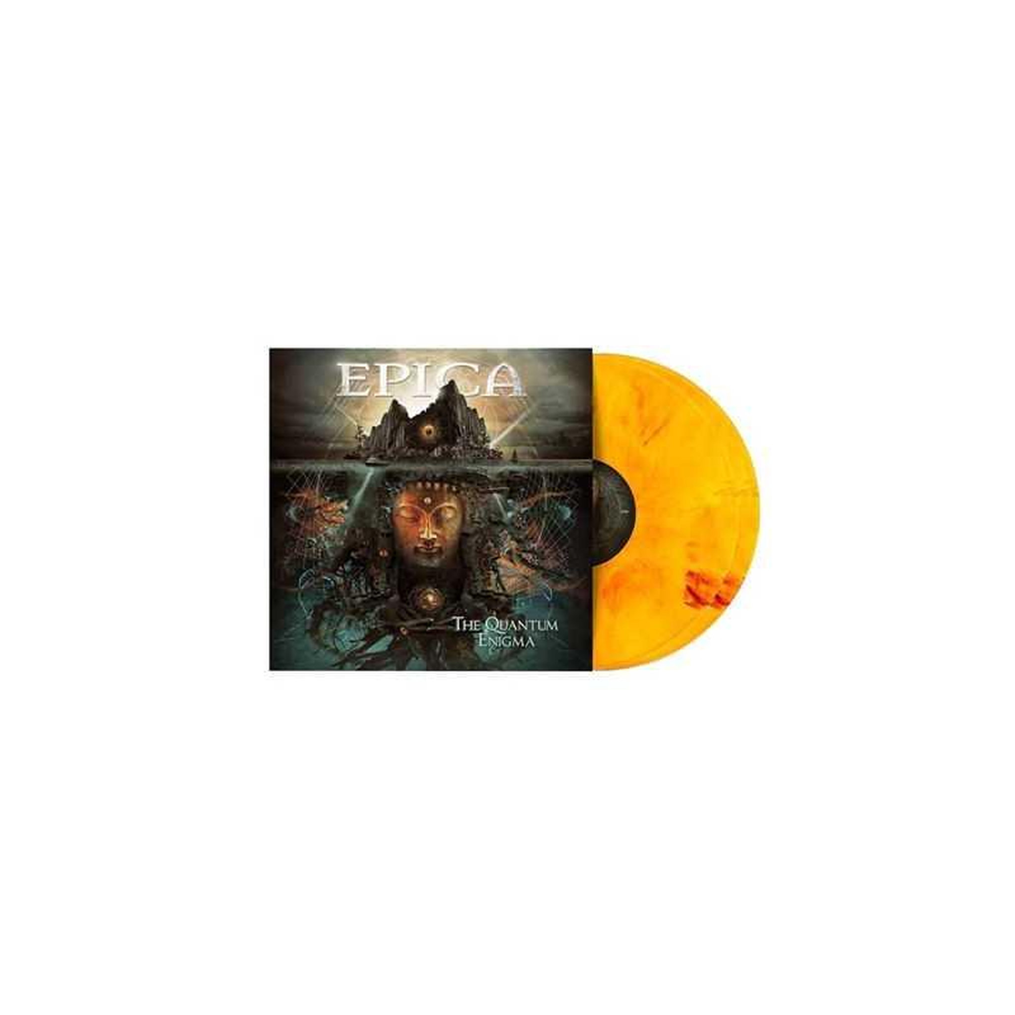 2lp vinyle epica the quantum enigma 10th anniversary marbré jaune/rouge, édition anniversaire, pochette gatefold