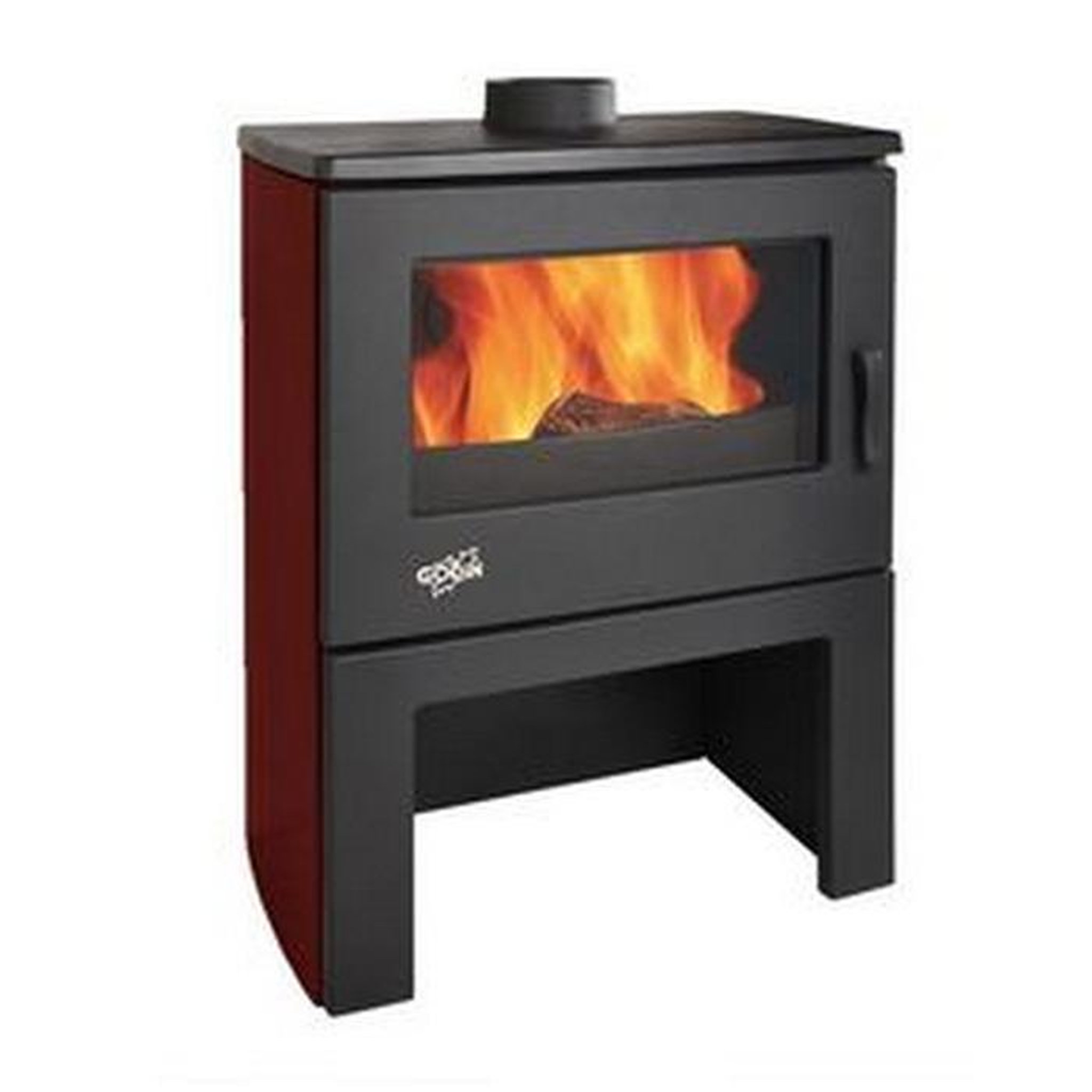 Voir la diapositive 3 : Godin Poêle à bois 8.5kw noir/carmin - 362113carmin