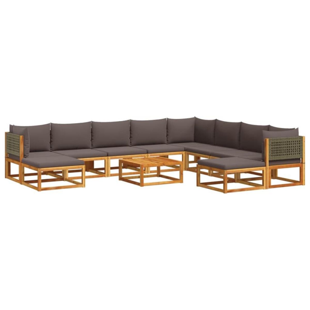 VIDAXL Salon de jardin avec coussins 11 pcs bois massif d'acacia