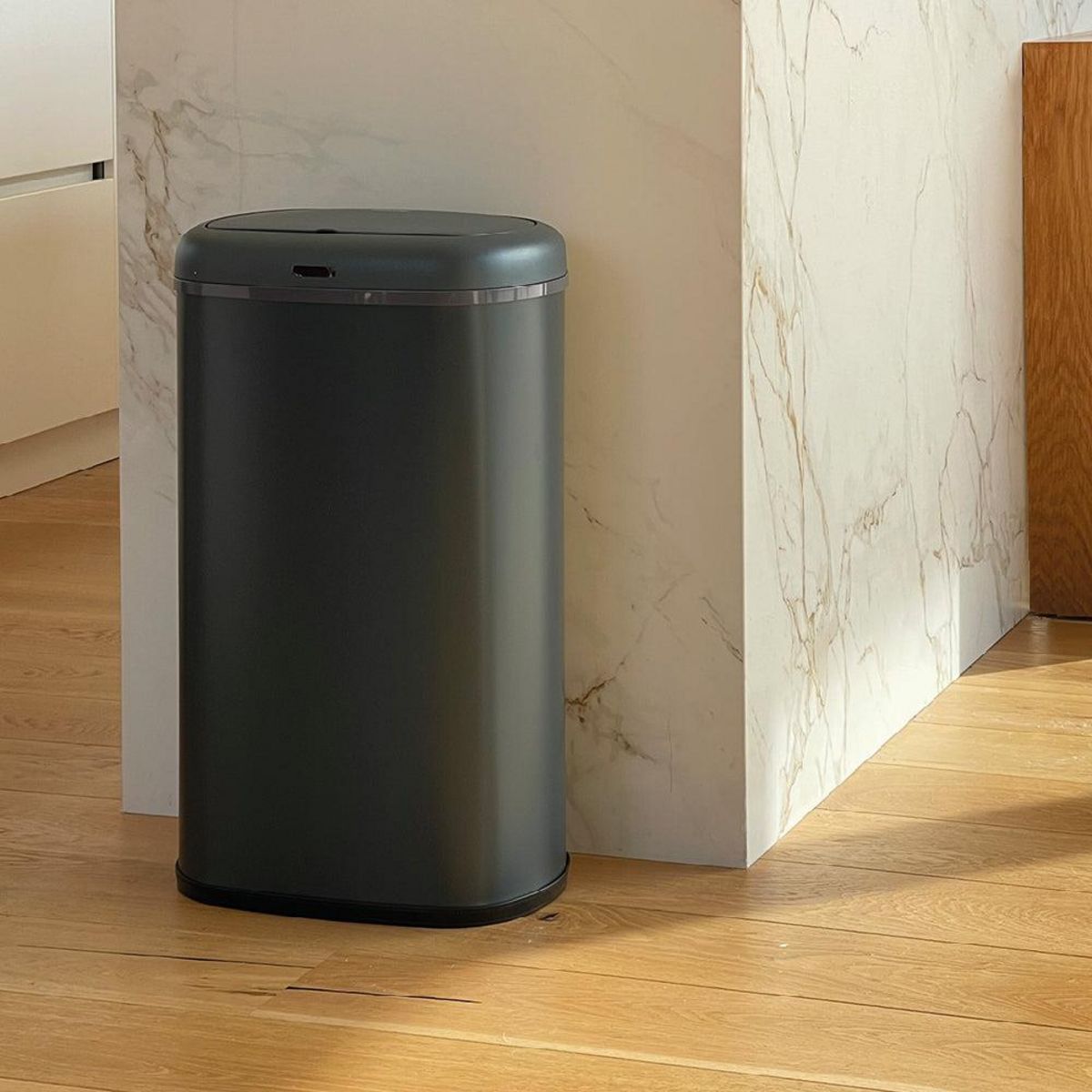 Kitchen move Poubelle de cuisine automatique LOGAN Gris Acier inoxydable 58L