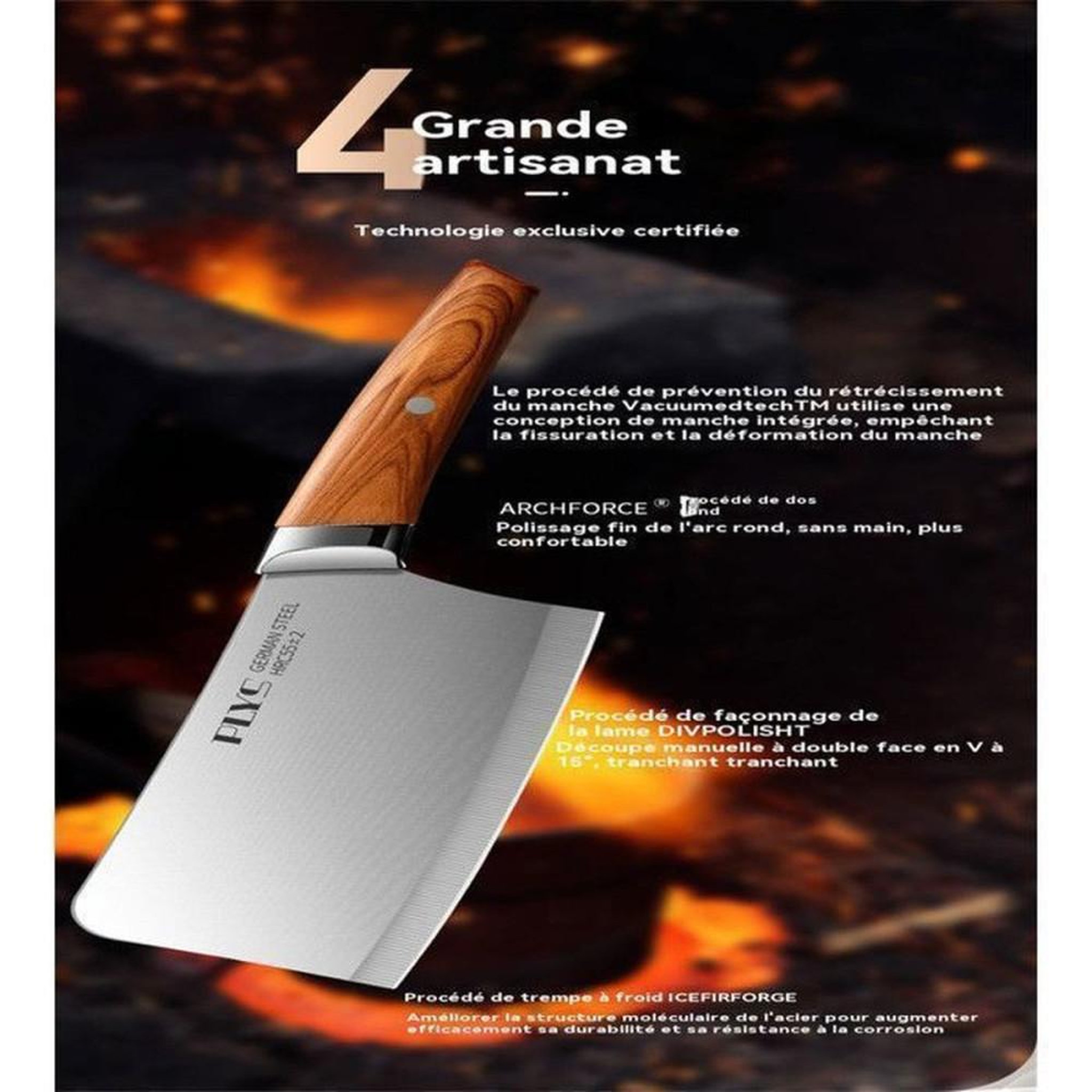 Voir la diapositive 3 : Coffret couteaux de cuisine 7 pièces avec bloc SONOOK acier inox 5CR15 finition miroir
