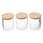 FIVE Lot de 3 Bocaux en Verre  Hermet  350ml Transparent & Naturel