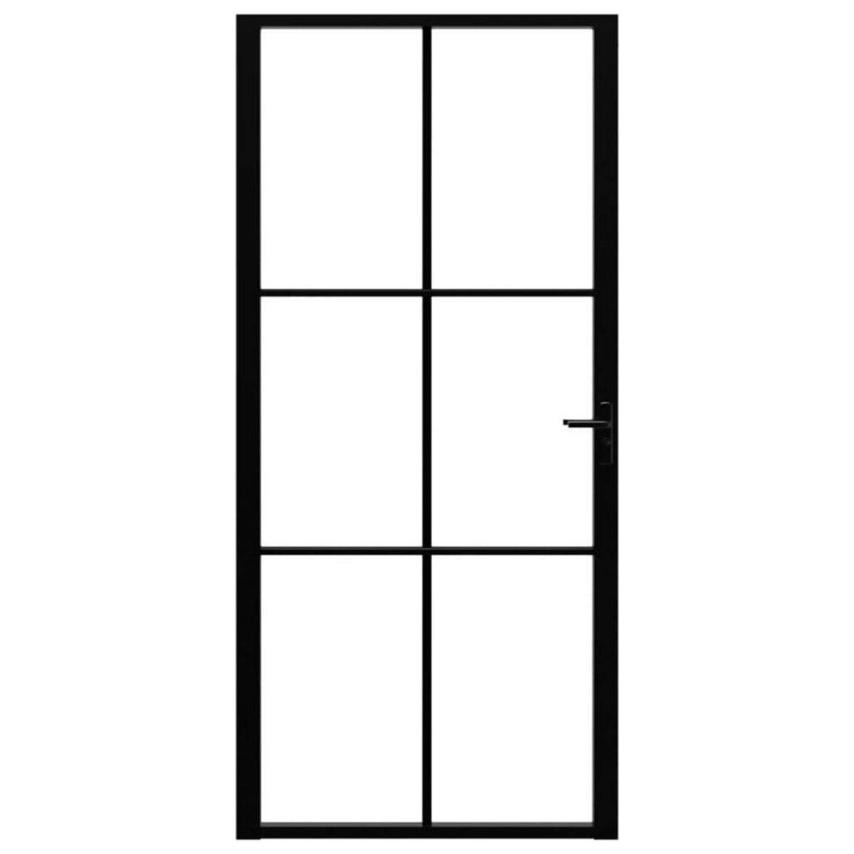 VIDAXL Porte interieure Verre ESG et aluminium 93x201,5 cm Noir