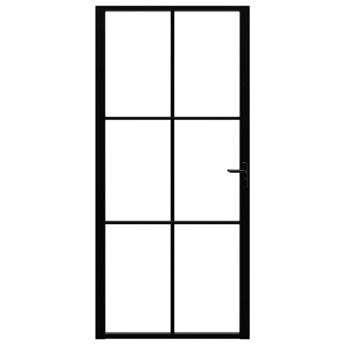 VIDAXL Porte interieure Verre ESG et aluminium 93x201,5 cm Noir