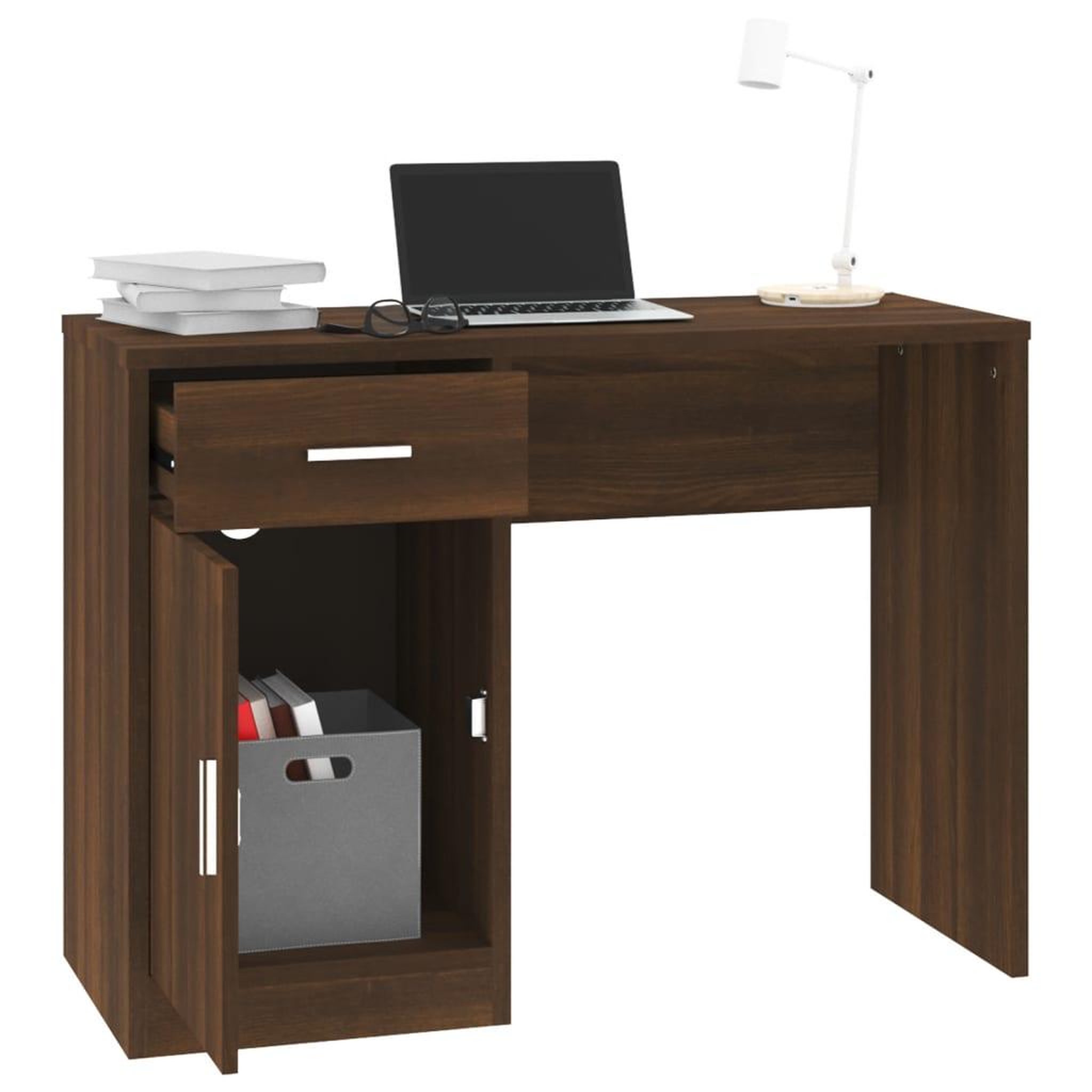 Voir la diapositive 4 : VIDAXL Bureau avec tiroir et armoire Chene marron 100x40x73 cm