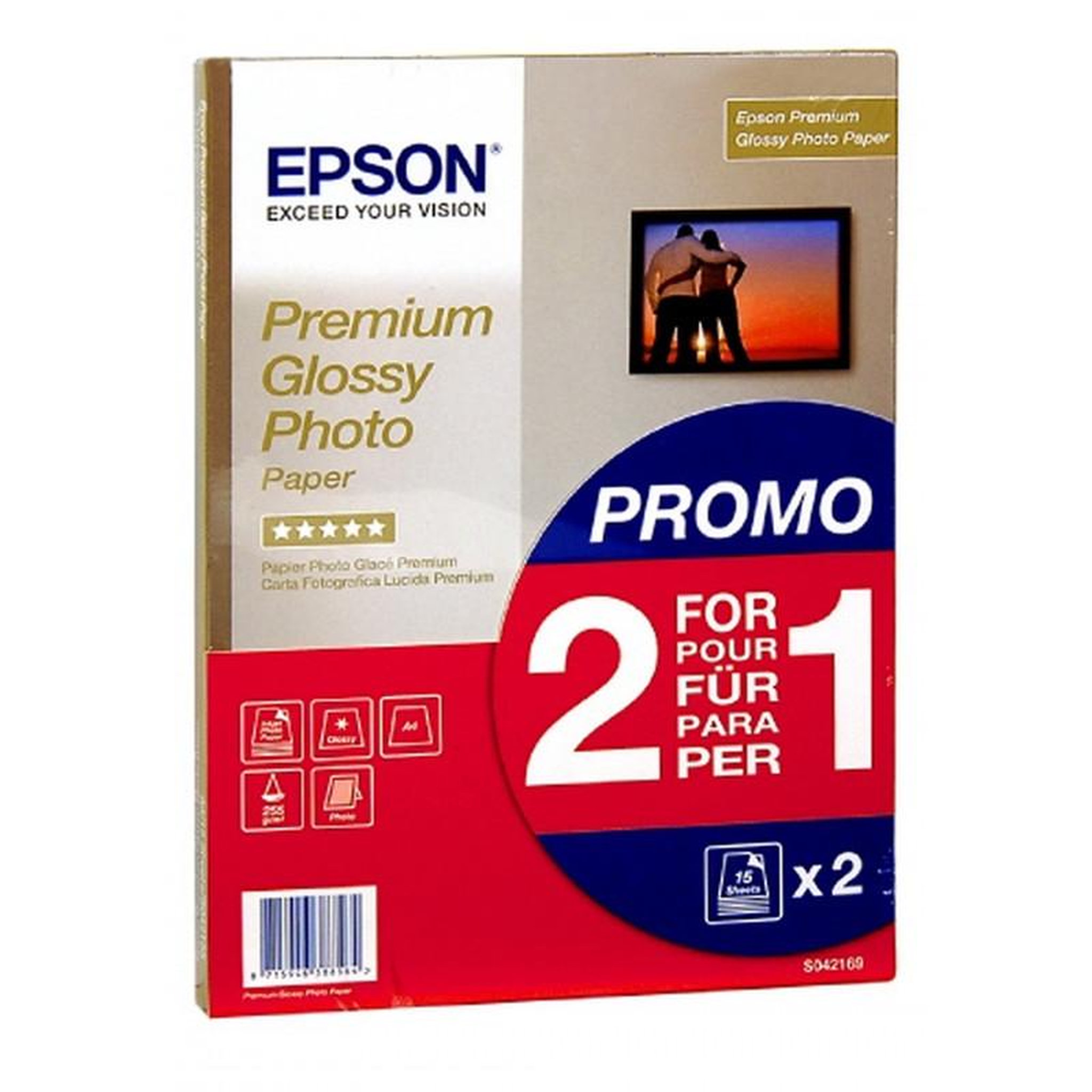 Epson EPSON Papier photo brillant premium - 255g/m2 - A4 - 2x15 feuilles
