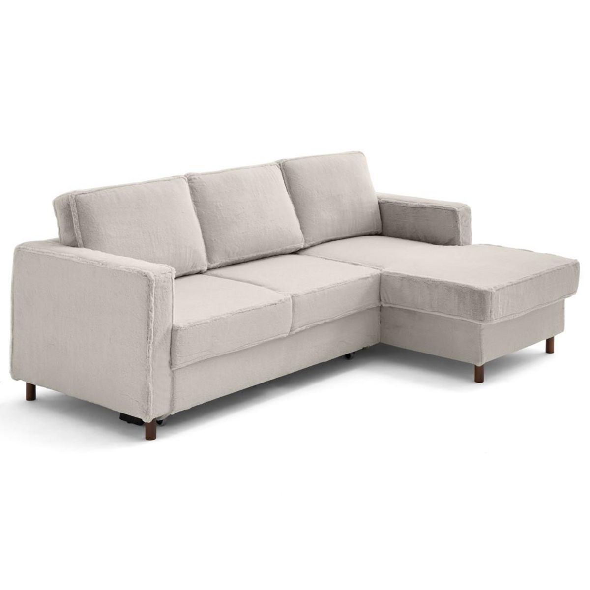 LISA DESIGN Jake - canapé d'angle droit 4 places convertible avec coffre en fausse fourrure