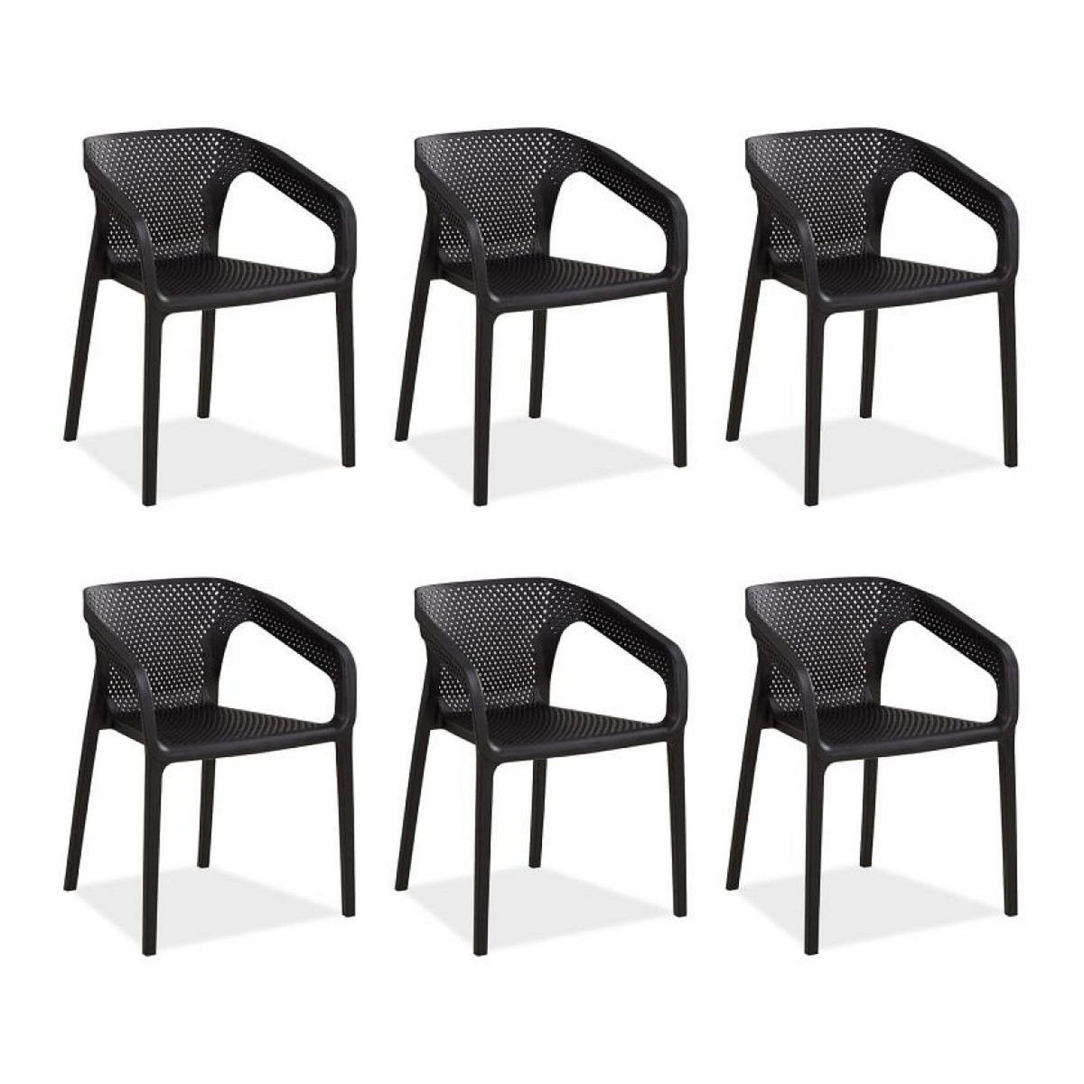 HomeStyle4U Lot de 6 chaises jardin en noir