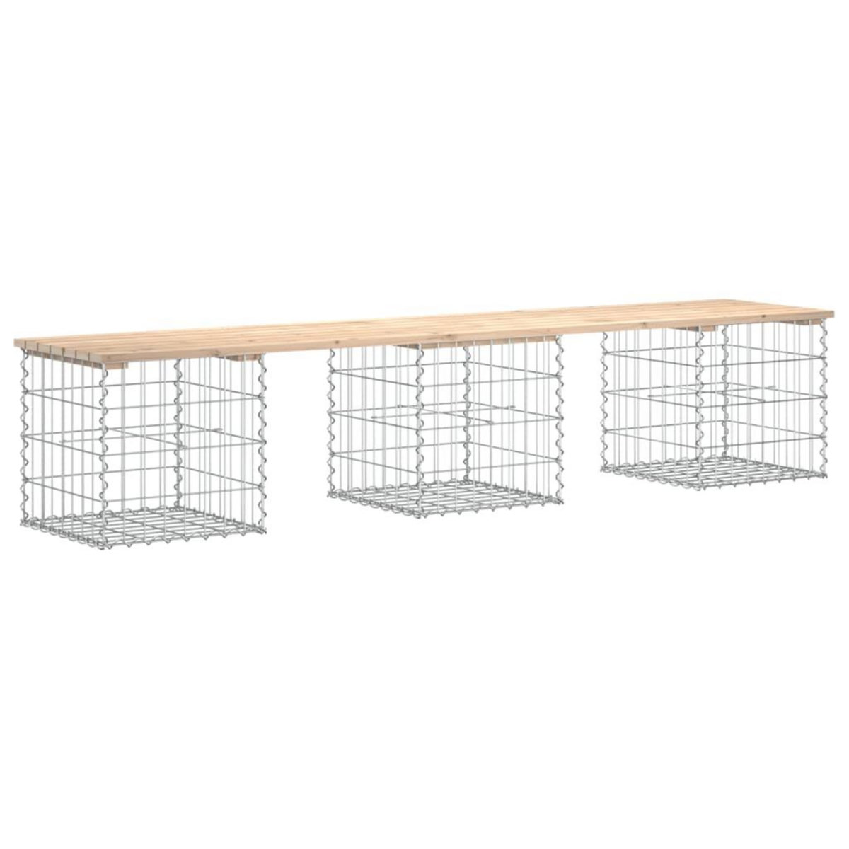 VIDAXL Banc de jardin design de gabion 203x44x42 cm bois massif de pin