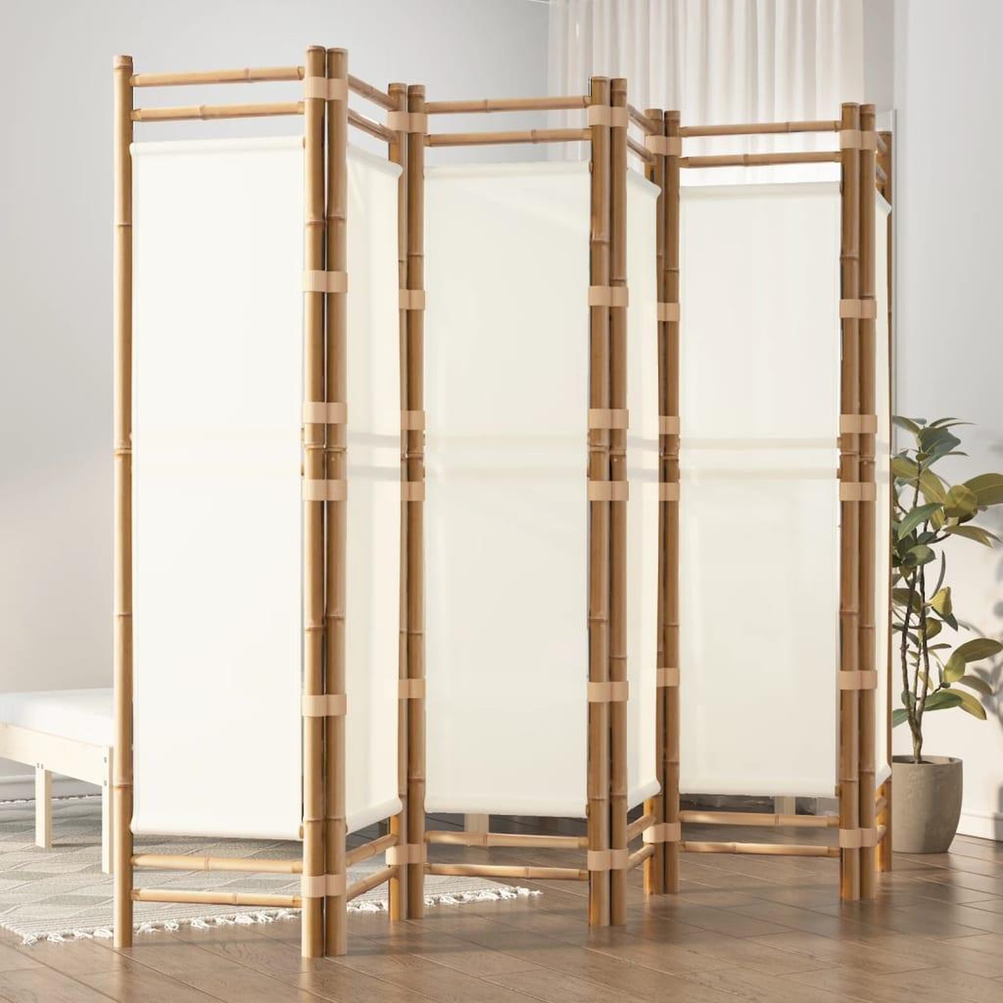 Voir la diapositive 1 : VIDAXL Cloison de separation pliante 6 panneaux 240 cm Bambou et toile