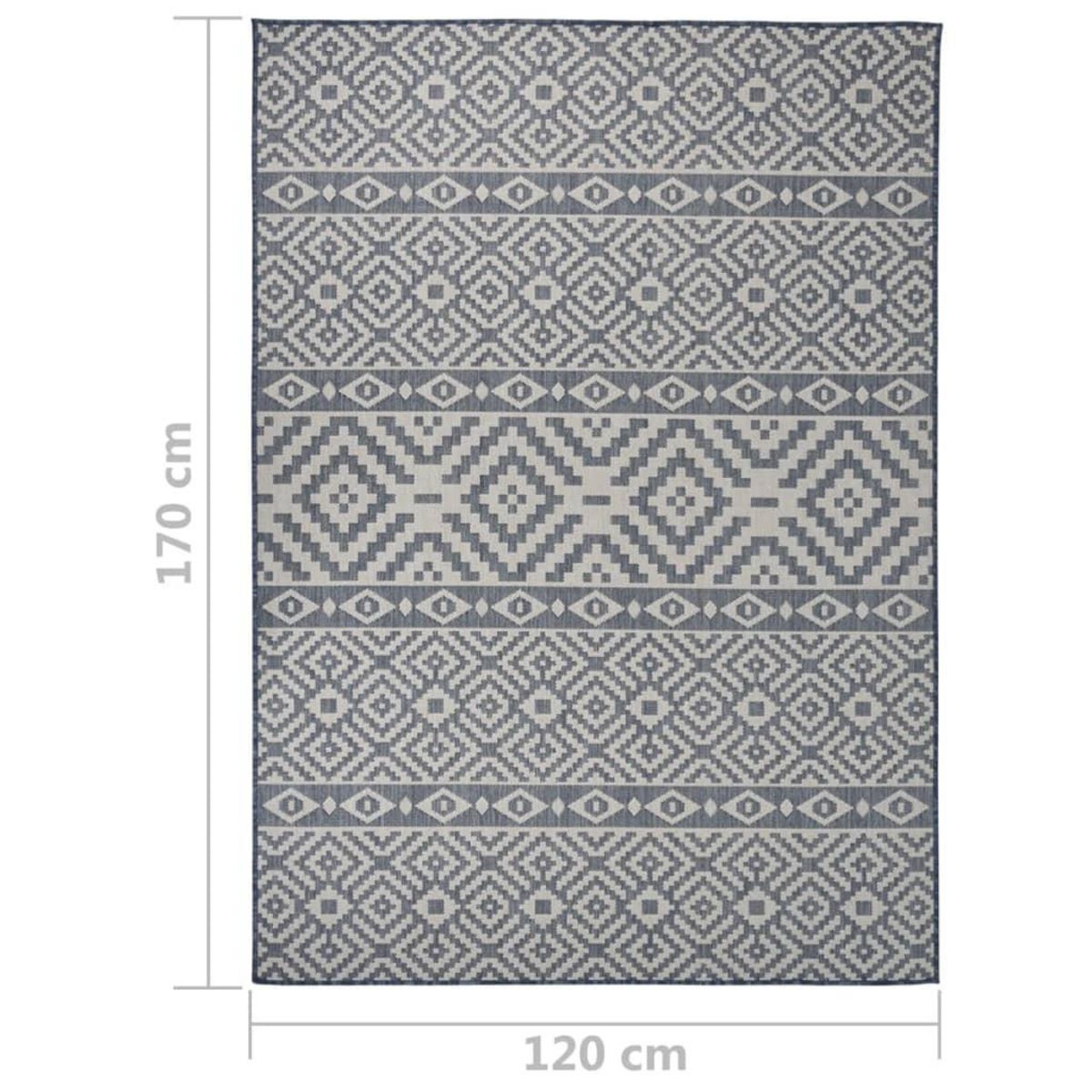 VIDAXL Tapis a tissage plat d'exterieur 120x170 cm Rayures bleues
