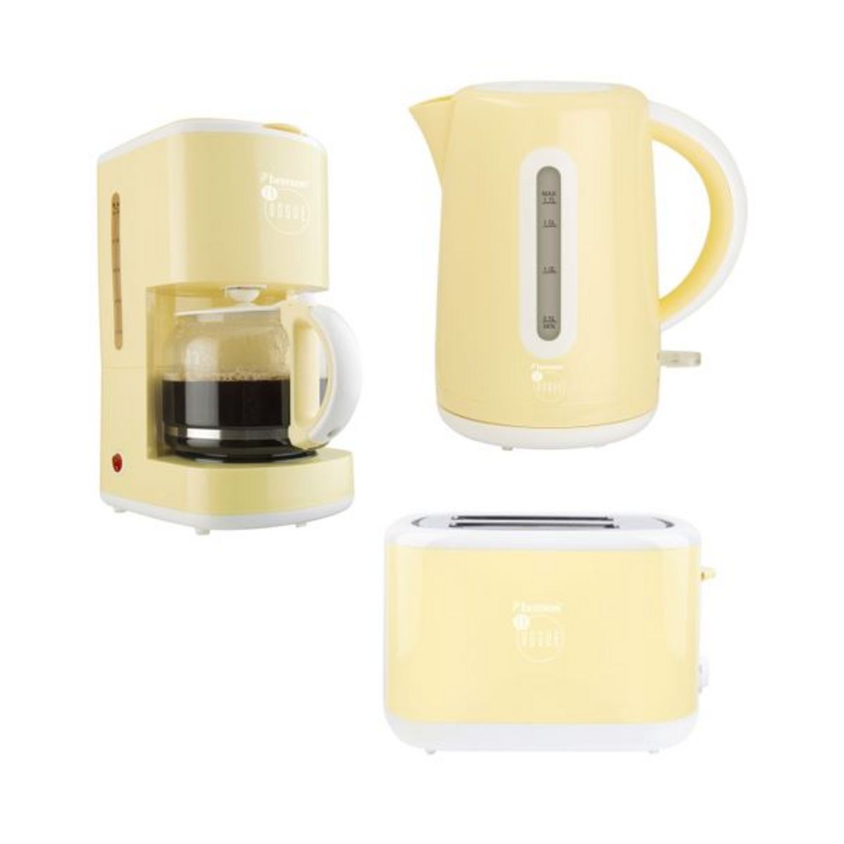BESTRON Cafetière électrique ACM300EVV + Bouilloire électrique AWK300EVV + Grille pain ATS300EVB En Vogue, Vanille
