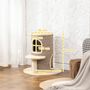 Voir la diapositive 3 : PAWHUT Arbre à chat cylindrique - tour à griffer pour chat H.61cm - tonneau griffoir - 2 niveaux + plateforme - sisal peluche beige