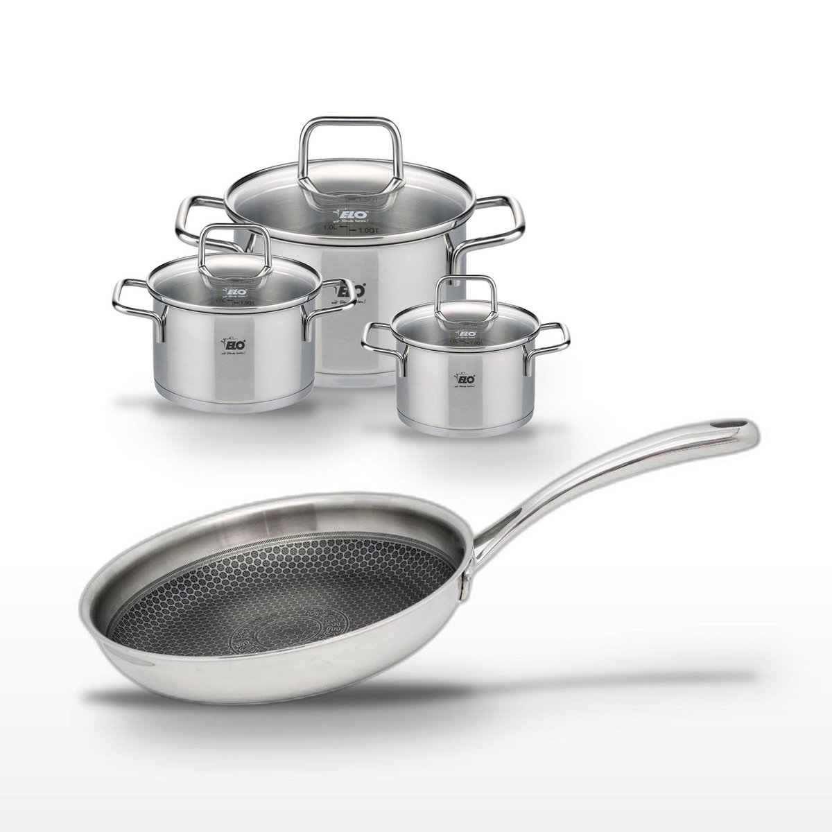 ELO Lot 3 Faitouts Elo Relief Evolution 12/14/20cm et Poêle 28cm